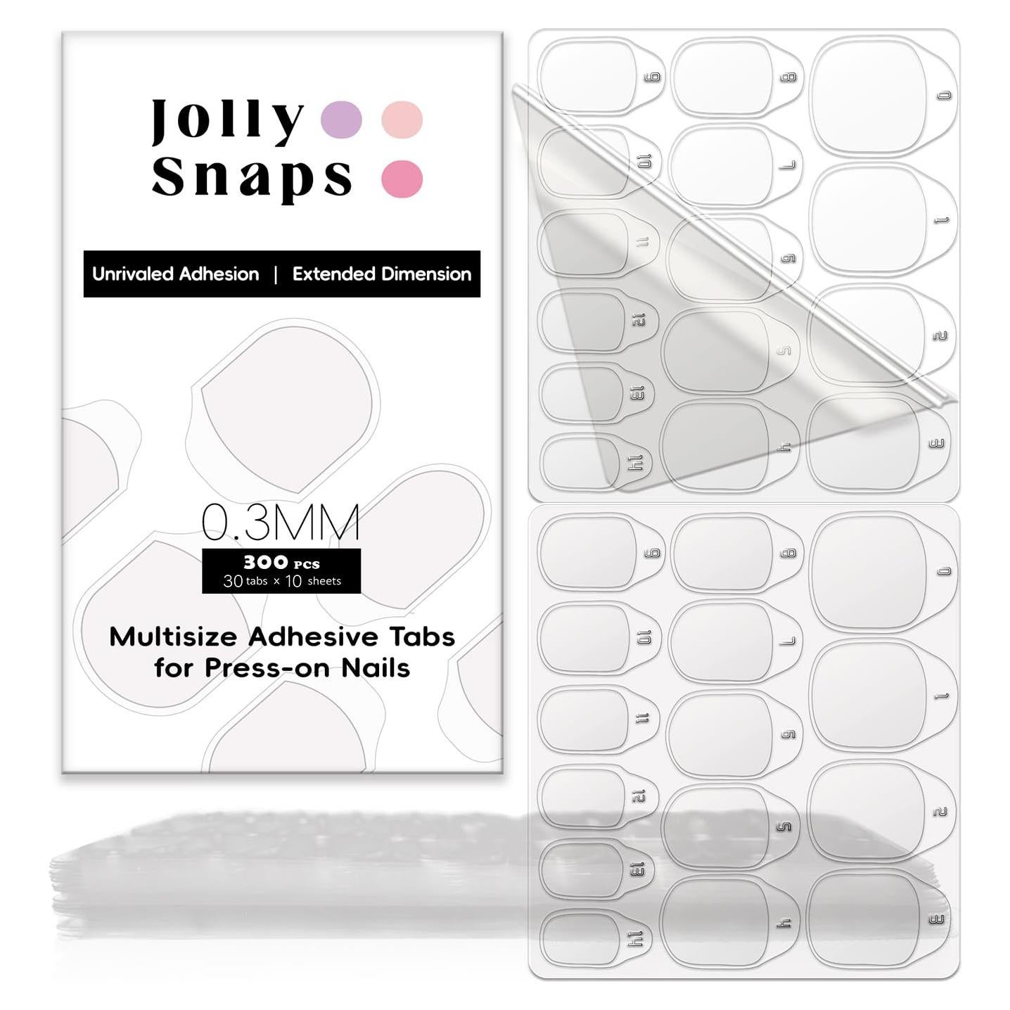 300 Pestañas Adhesivas para Uñas Jolly Snaps Ultra Finas