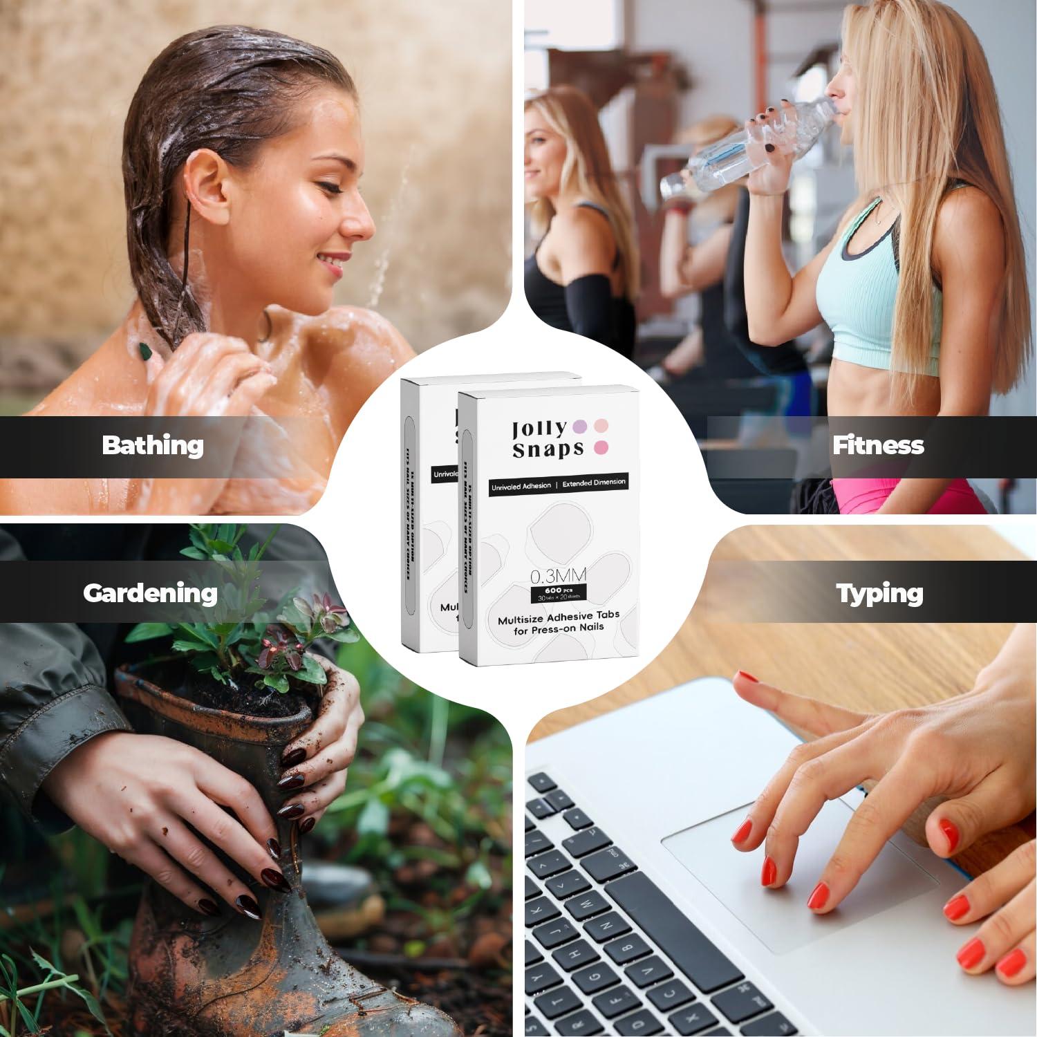 300 Pestañas Adhesivas para Uñas Jolly Snaps Ultra Finas