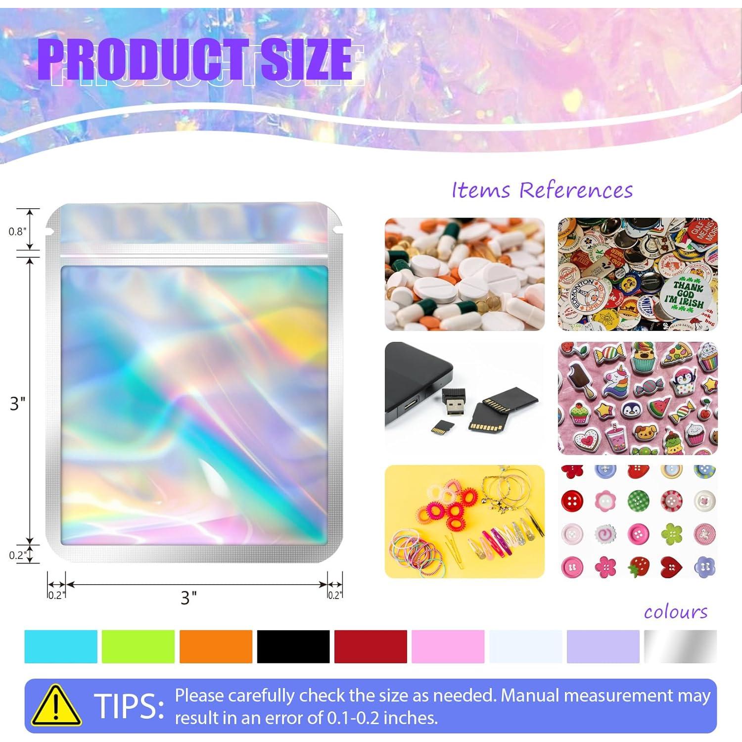 100 Bolsas Holográficas Mylar Jetmore 7.62x7.62 cm Negras