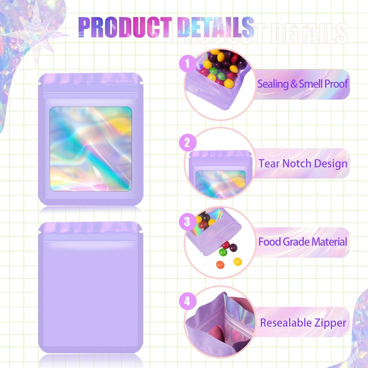 100 Bolsas Holográficas Mylar Jetmore 7.62x7.62 cm Negras