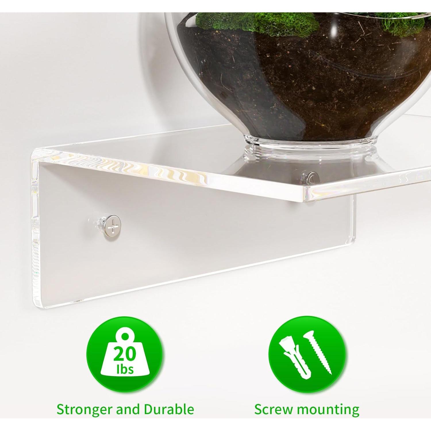 Estantes Flotantes de Acrílico FEMELI 15.24 cm 2 Pcs Montados