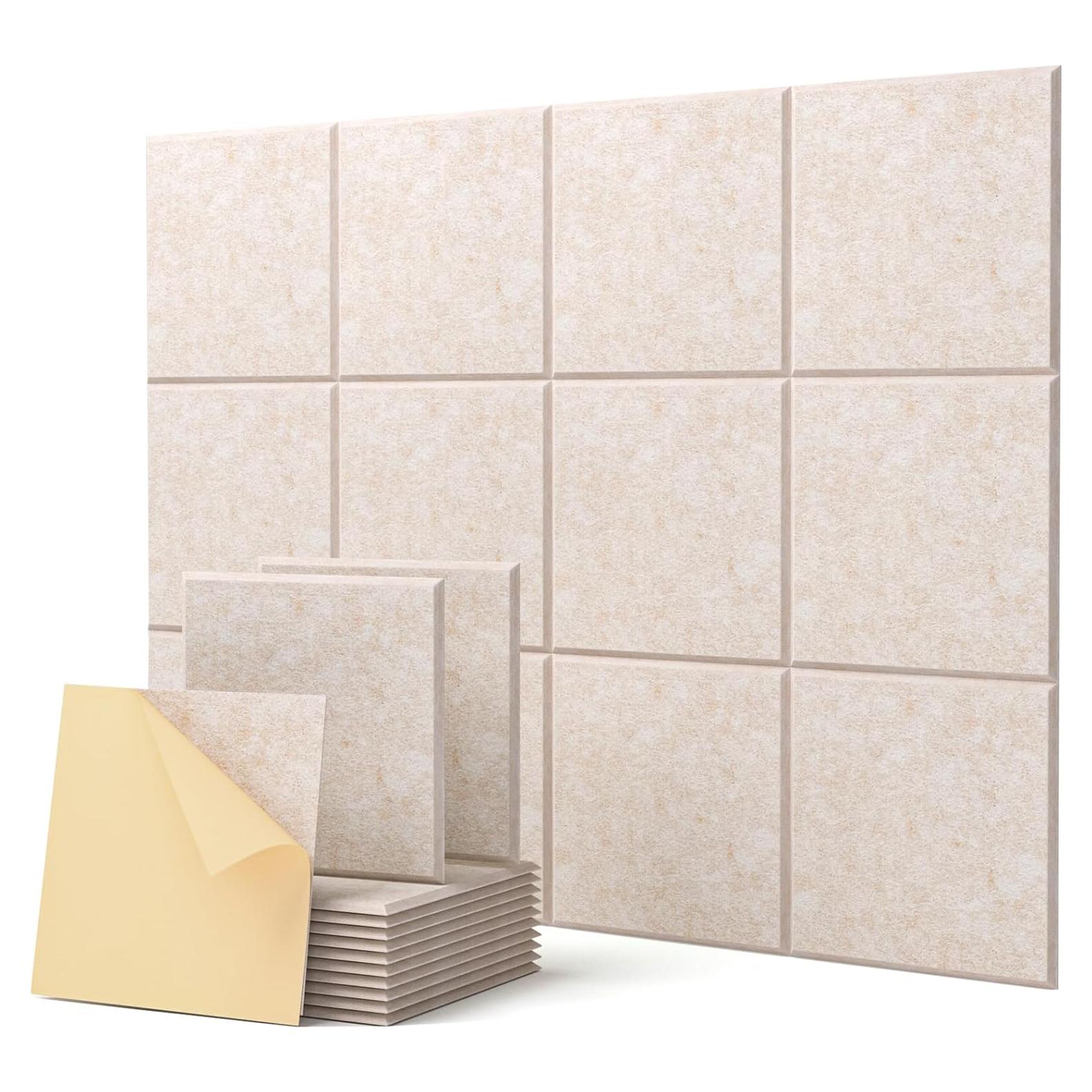 Paneles Acústicos Autoadhesivos Soundsbay 12 Piezas Beige 30.48cm