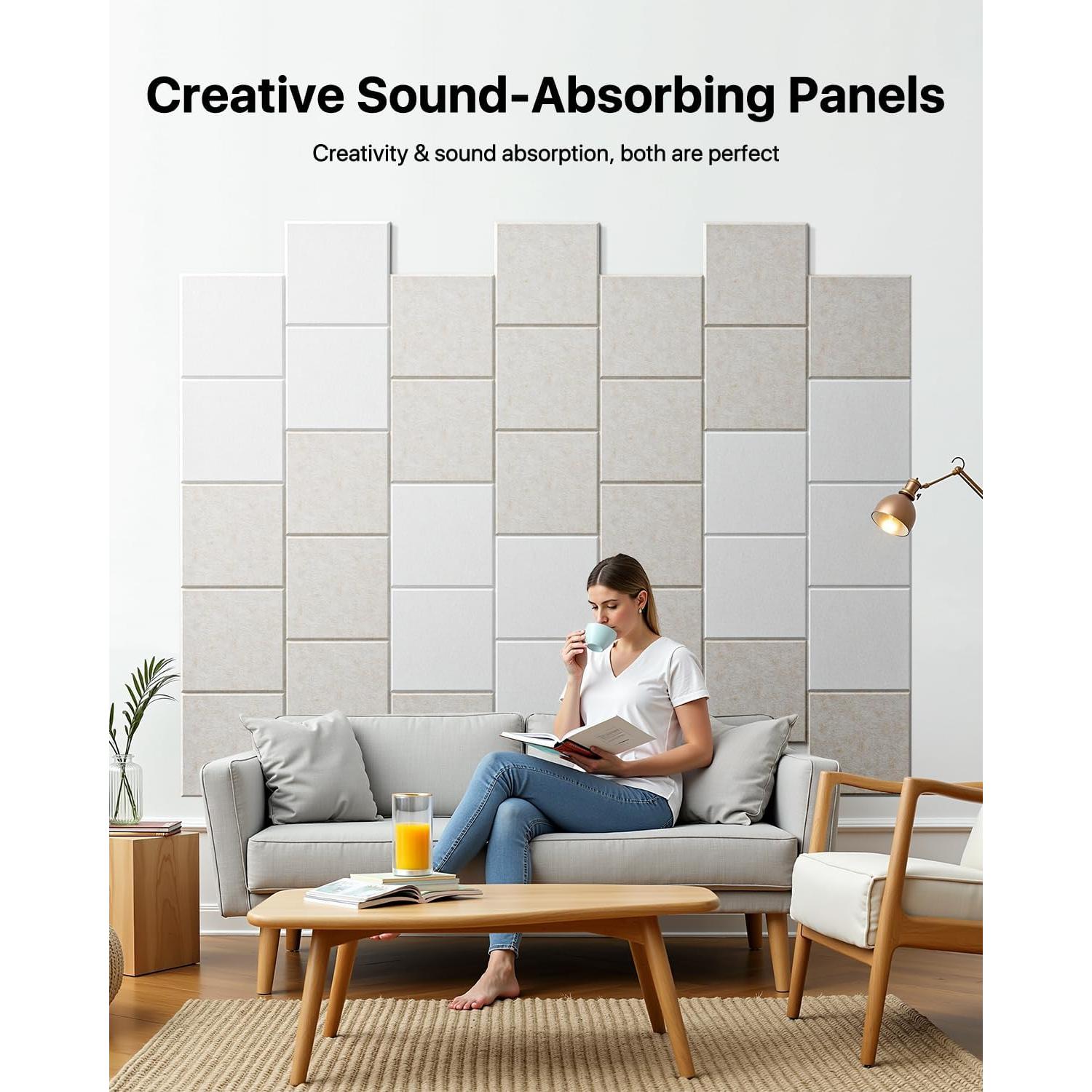 Paneles Acústicos Autoadhesivos Soundsbay 12 Piezas Beige 30.48cm