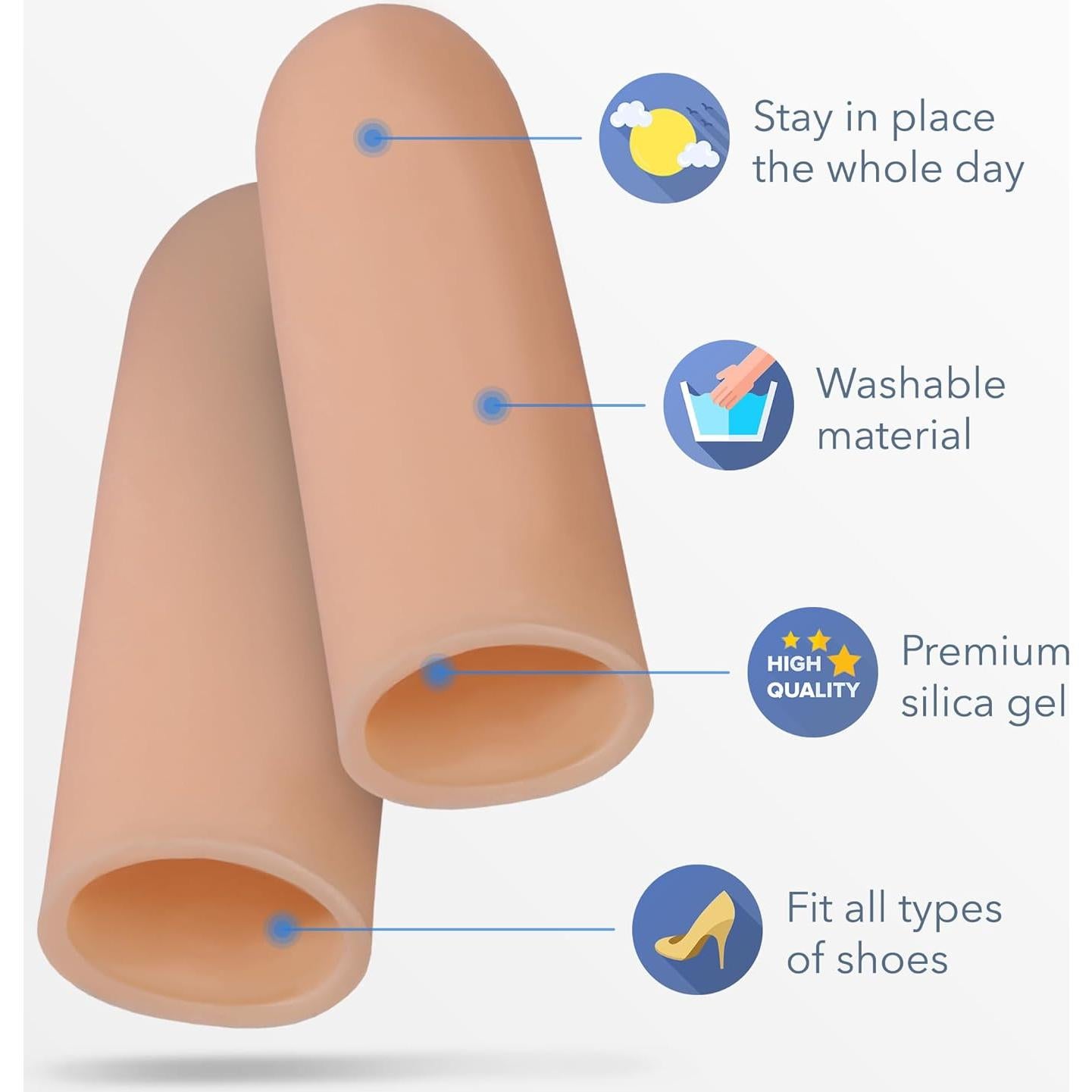 Protectores de Dedos de Silicona BloomLab - 12 Pcs Beige para Alivio de Dolor