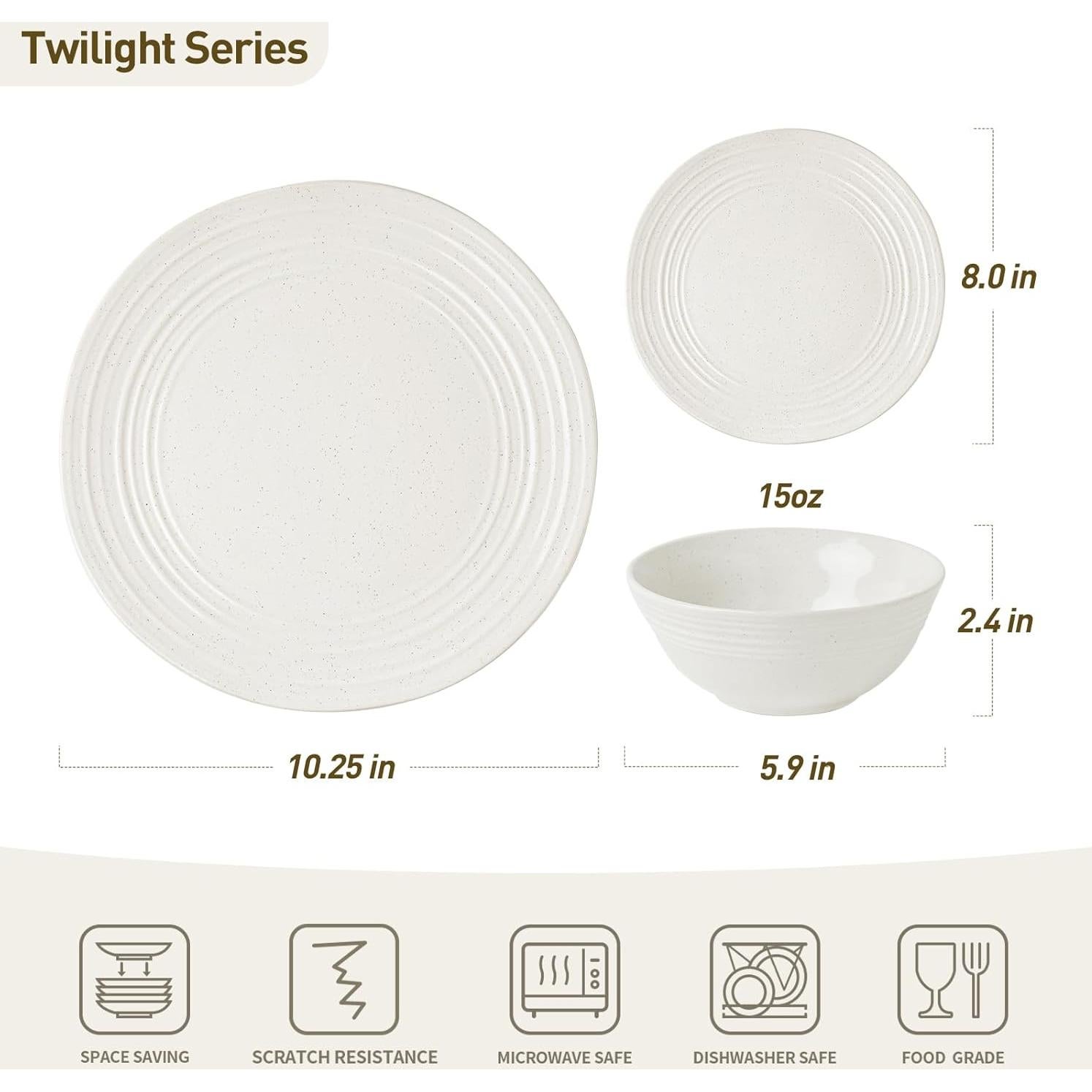 Juego de Vajilla Famiware 18 Piezas Cerámica Blanca para 6