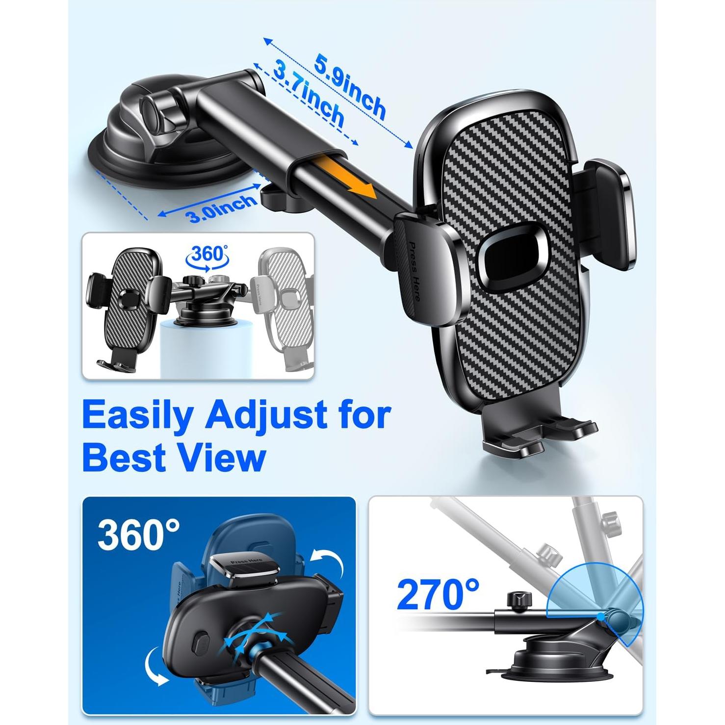 Soporte para Teléfono de Coche FESIYOYE 360° Ajustable