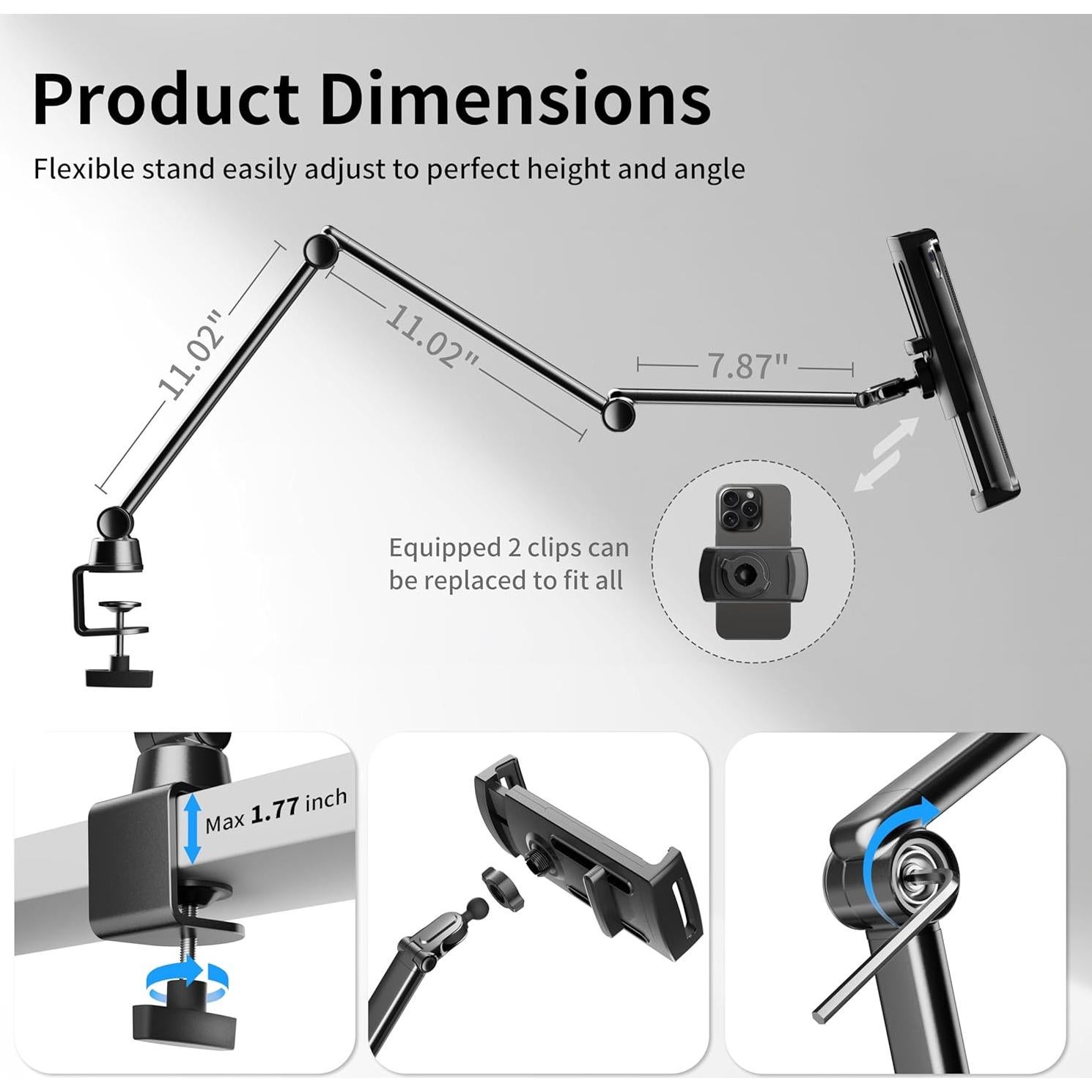 Soporte Ajustable para iPad LULULOOK Negro 4.7"-13"