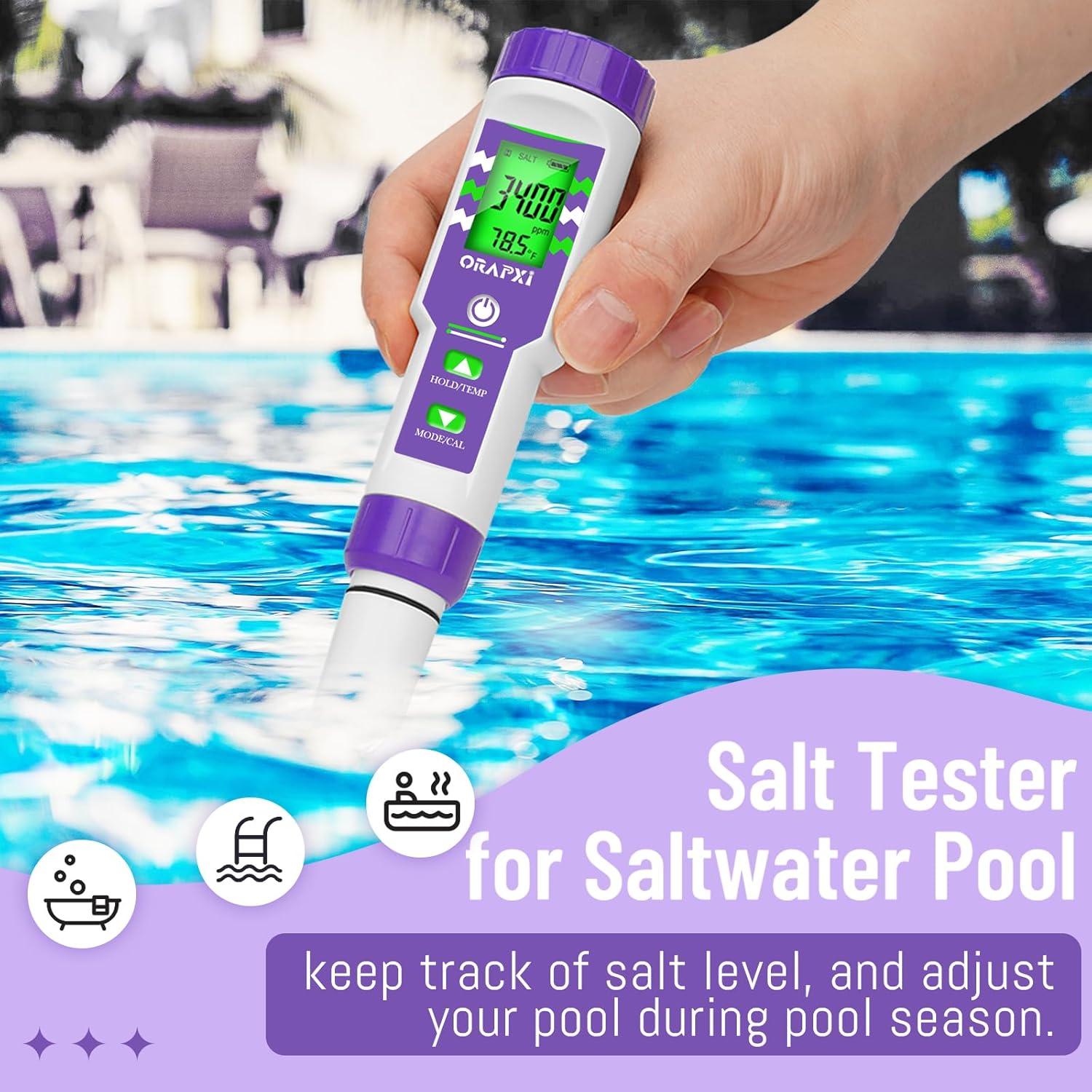 Medidor de pH y salinidad 6 en 1 ORAPXI para piscina