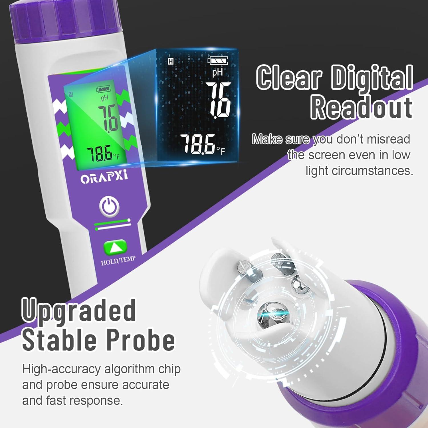 Medidor de pH y salinidad 6 en 1 ORAPXI para piscina