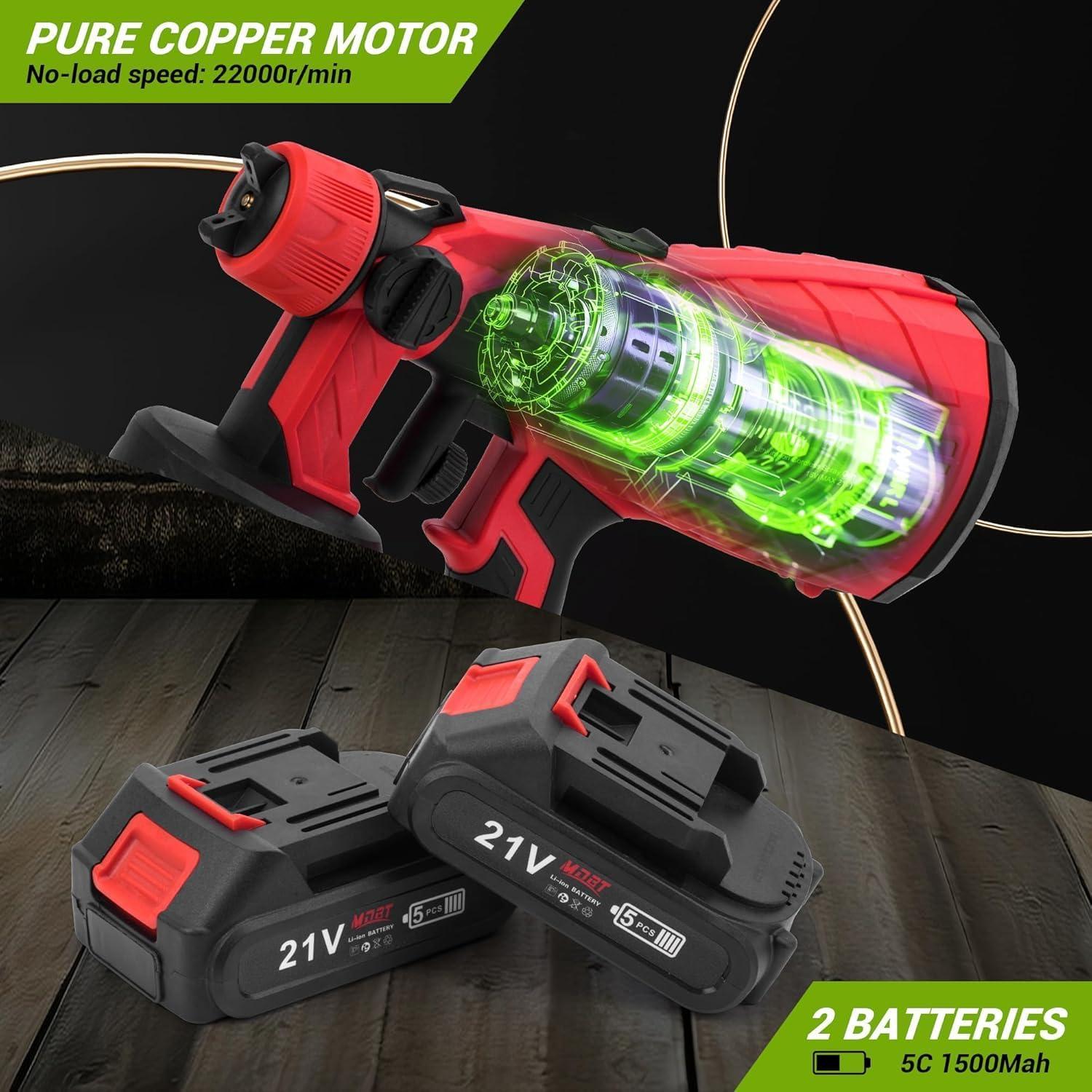 Pistola de Pintura Inalámbrica MDBTTOOLS HVLP 2 Baterías 1500mAh