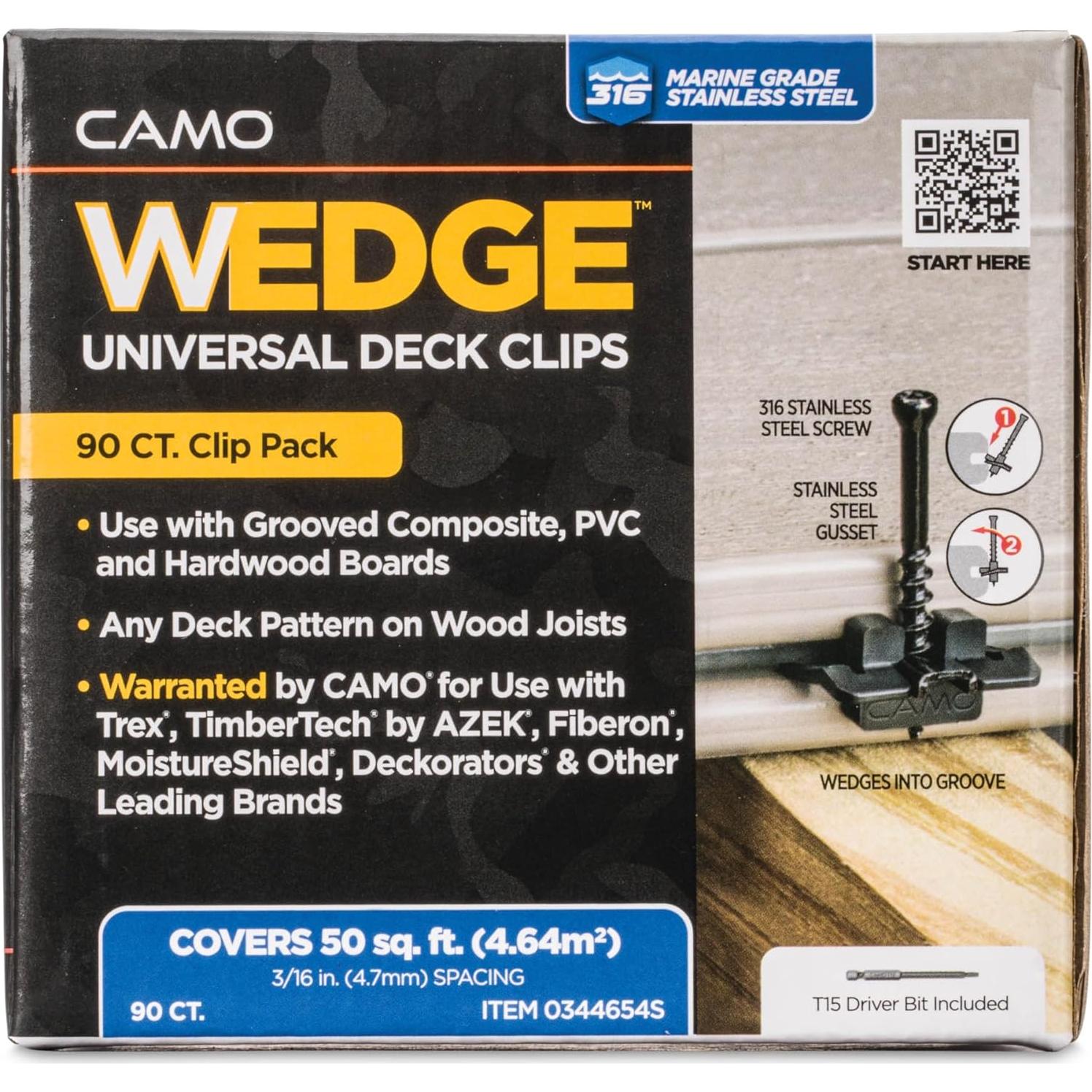 Clips Ocultos para Deck CAMO 90 Unidades - Instalación Rápida