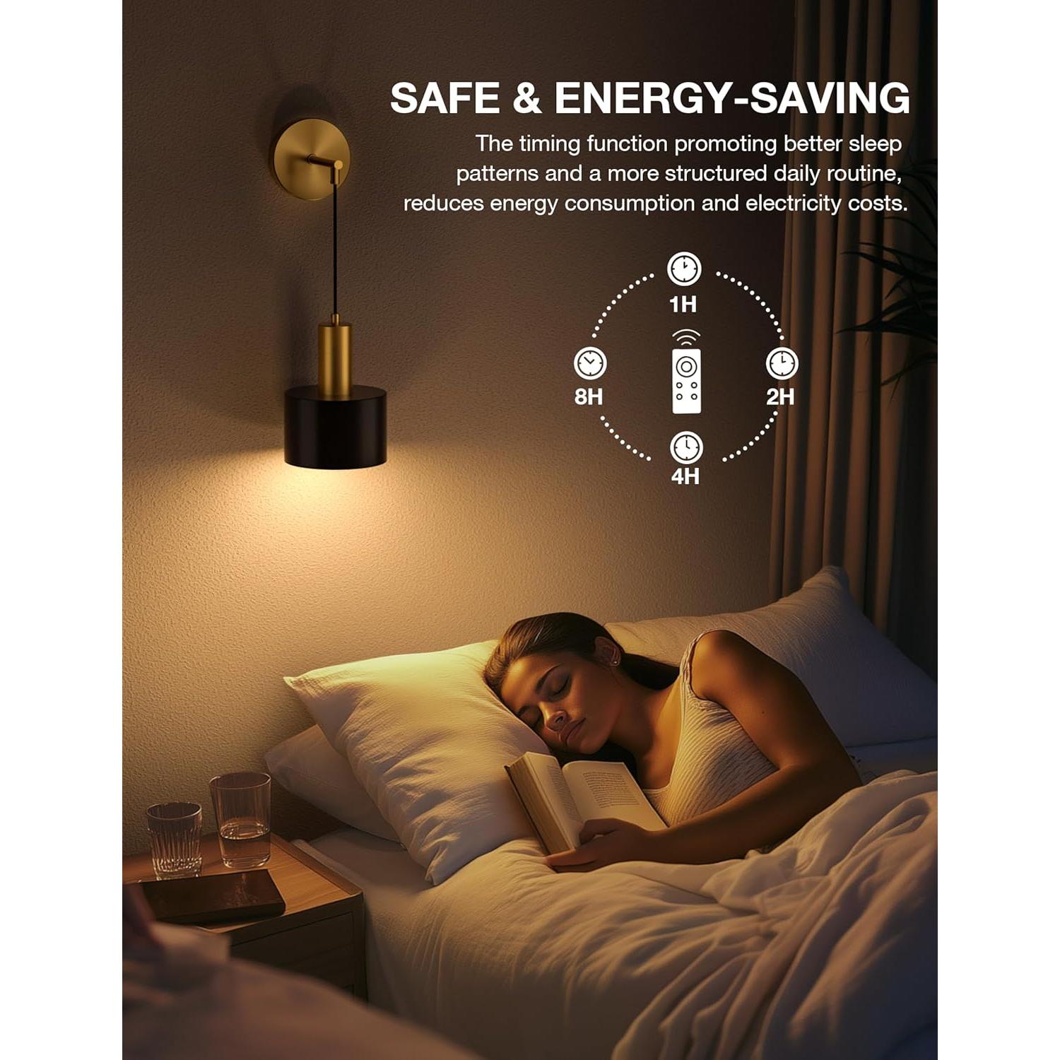 Conjunto 2 Apliques de Pared Inalámbricos NIORSUN Dorado y Negro