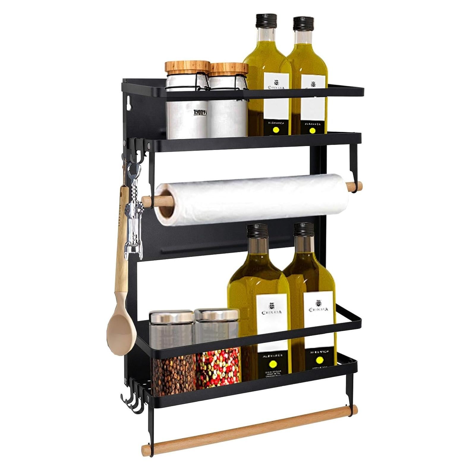 Estante Magnético Jolitac para Especias y Toallas - Negro