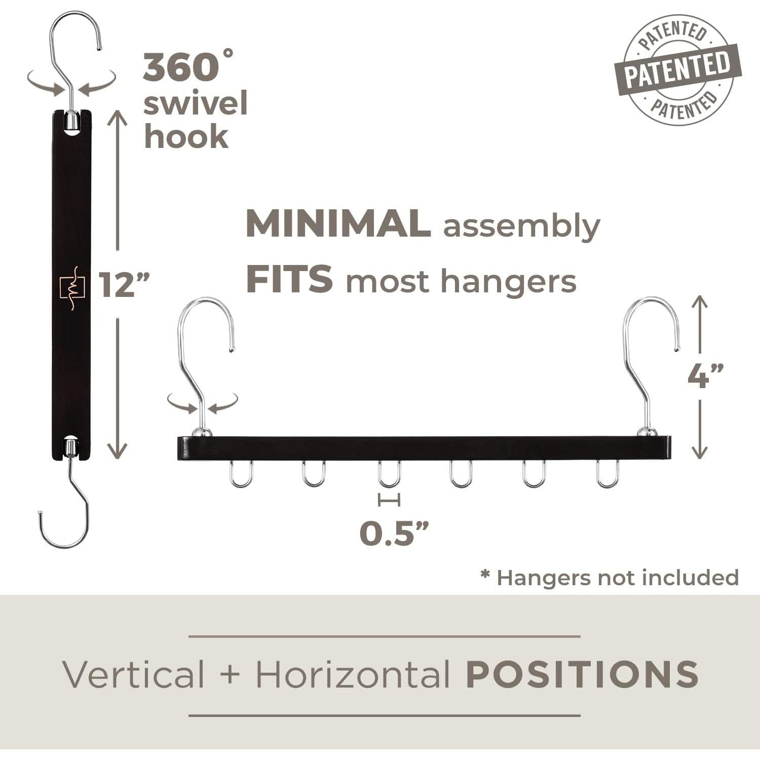 Perchas Ahorradoras de Espacio MORALVE - Paquete de 4 de Madera de Haya