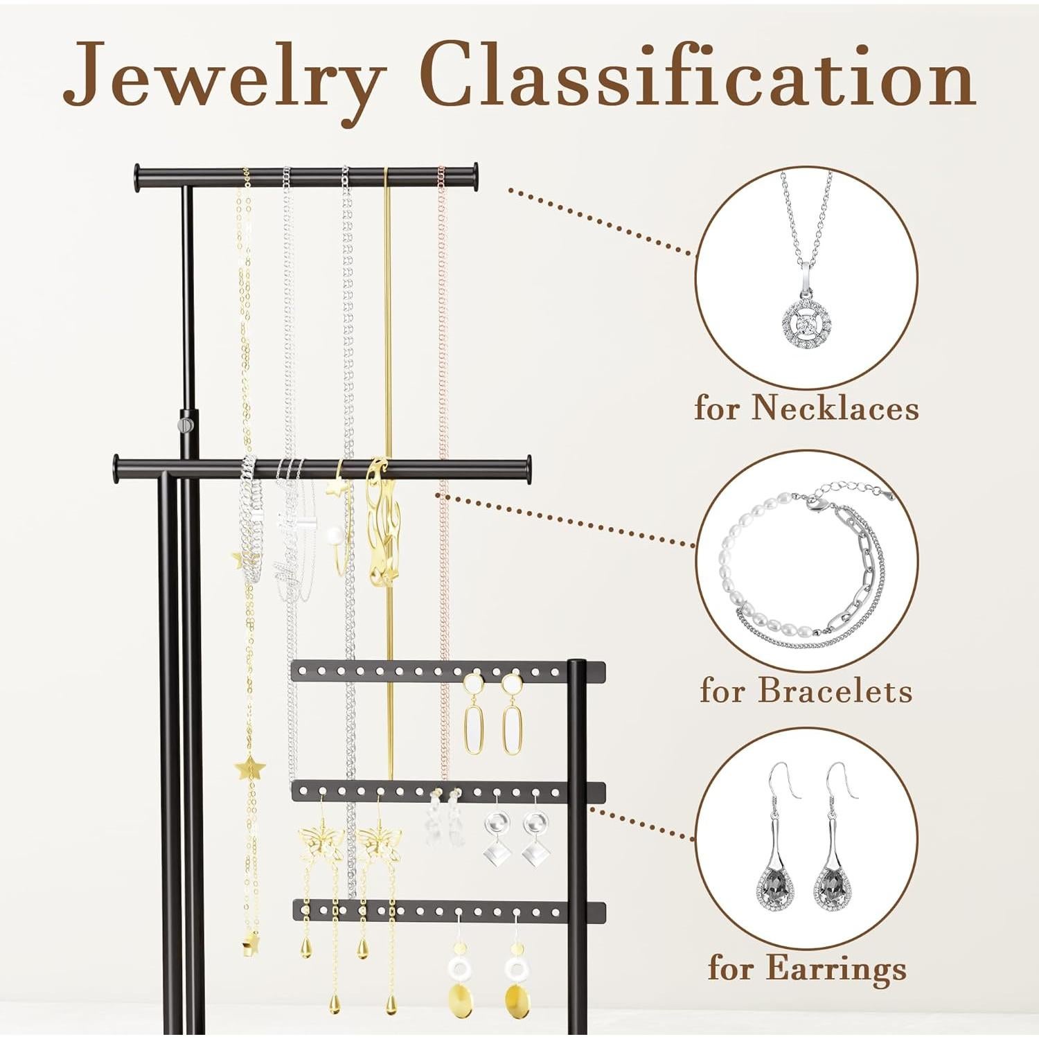 Soporte de Joyería Ajustable Jockcaras Negro 44.5 cm