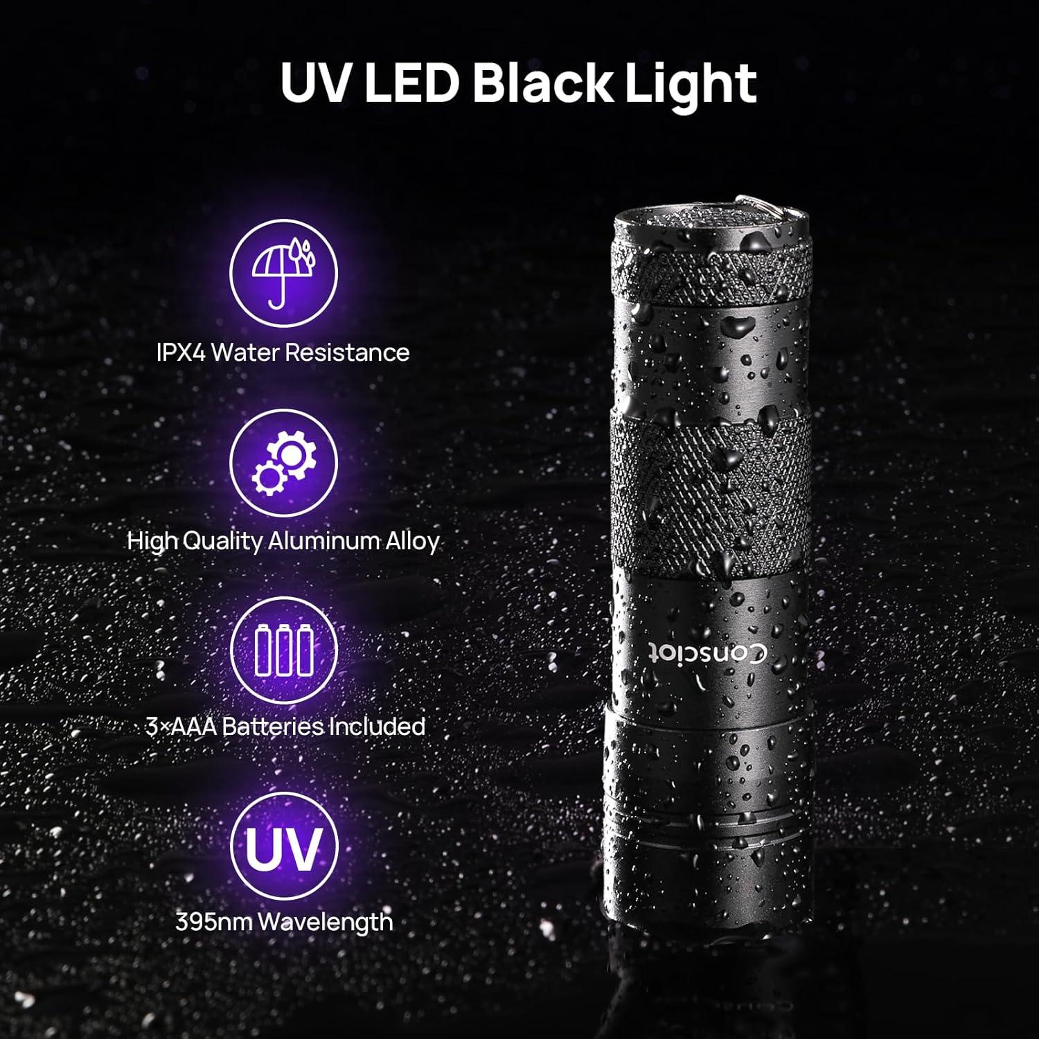 Linterna UV Consciot 12 LED 395nm Detector de Orina Mascotas