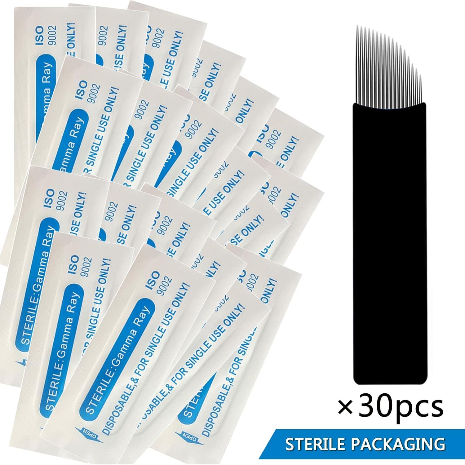 30 Agujas Desechables Microblading Cejas Kaiqikaixi 18U