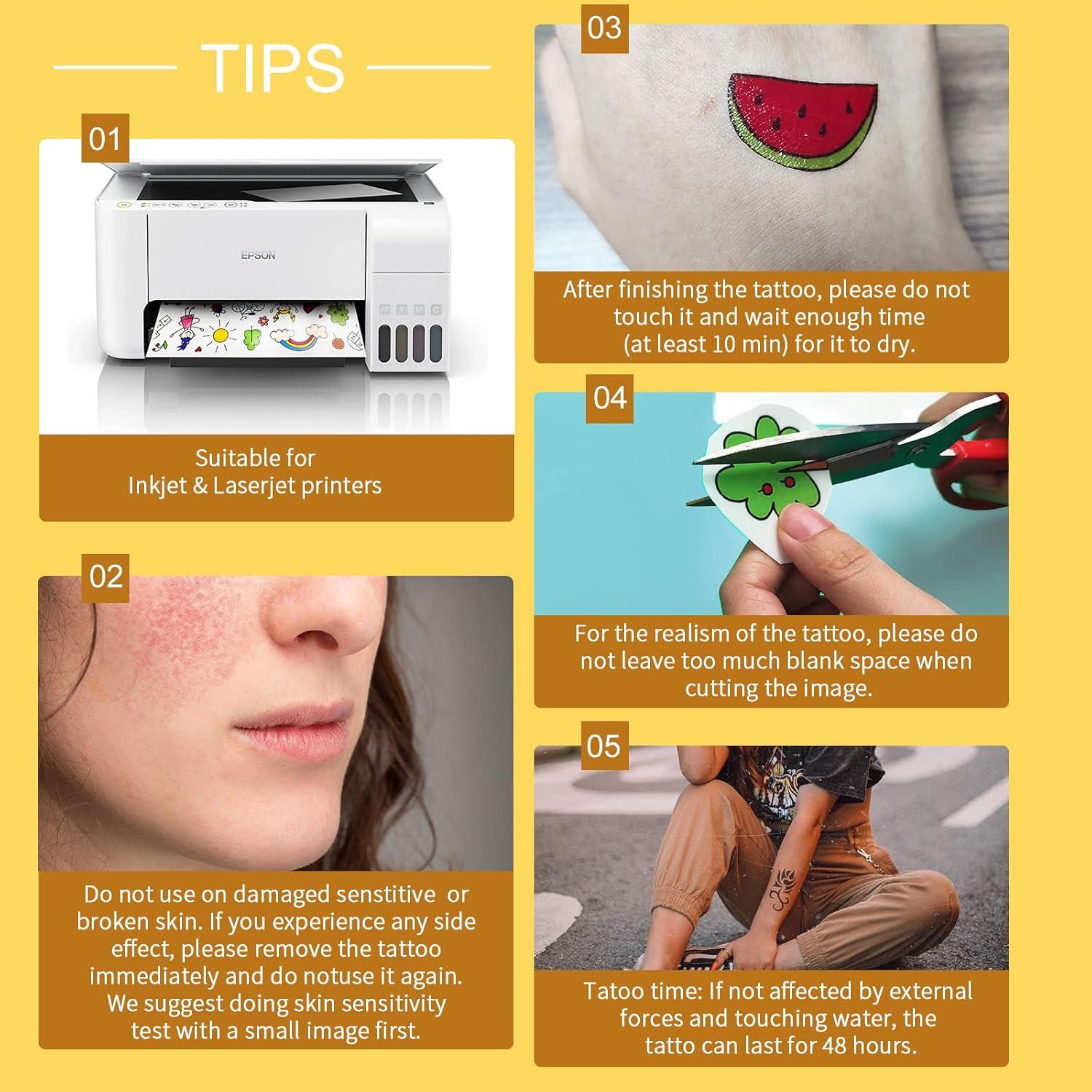 Papel de Tatuaje Temporal A4 AYSOW - 5 Hojas Impermeables