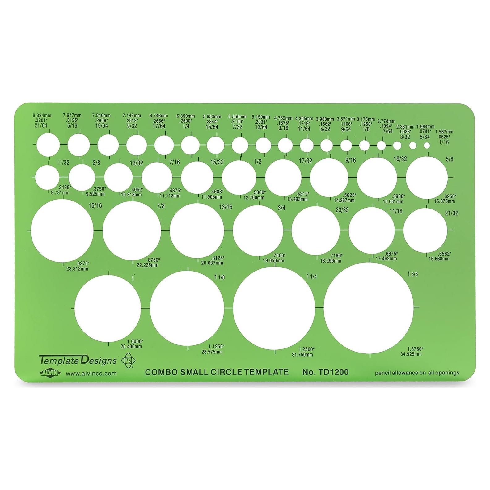 Plantilla de Guía Circular ALVIN TD1200 - 39 Círculos Verde