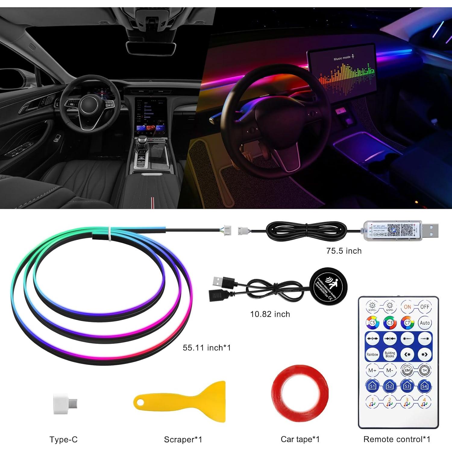 Tira LED Interior Dreamcolor MAODANER para Tesla 55.1" RGB
