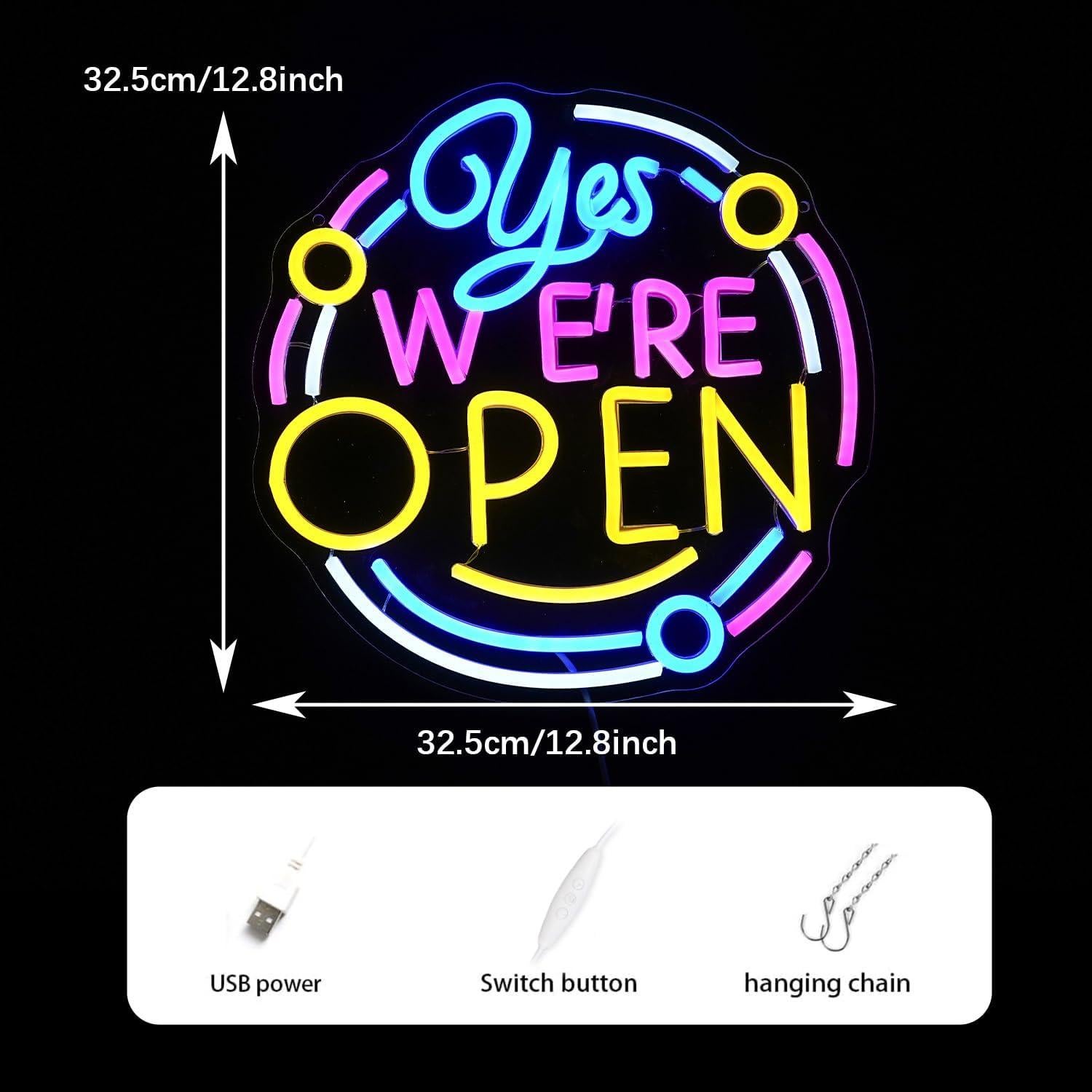 Cartel de Neón LED Dimmable GNVETZLL 32.5x32.5 cm Abierto