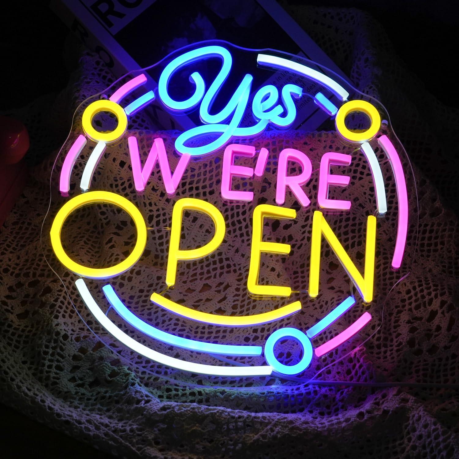 Cartel de Neón LED Dimmable GNVETZLL 32.5x32.5 cm Abierto