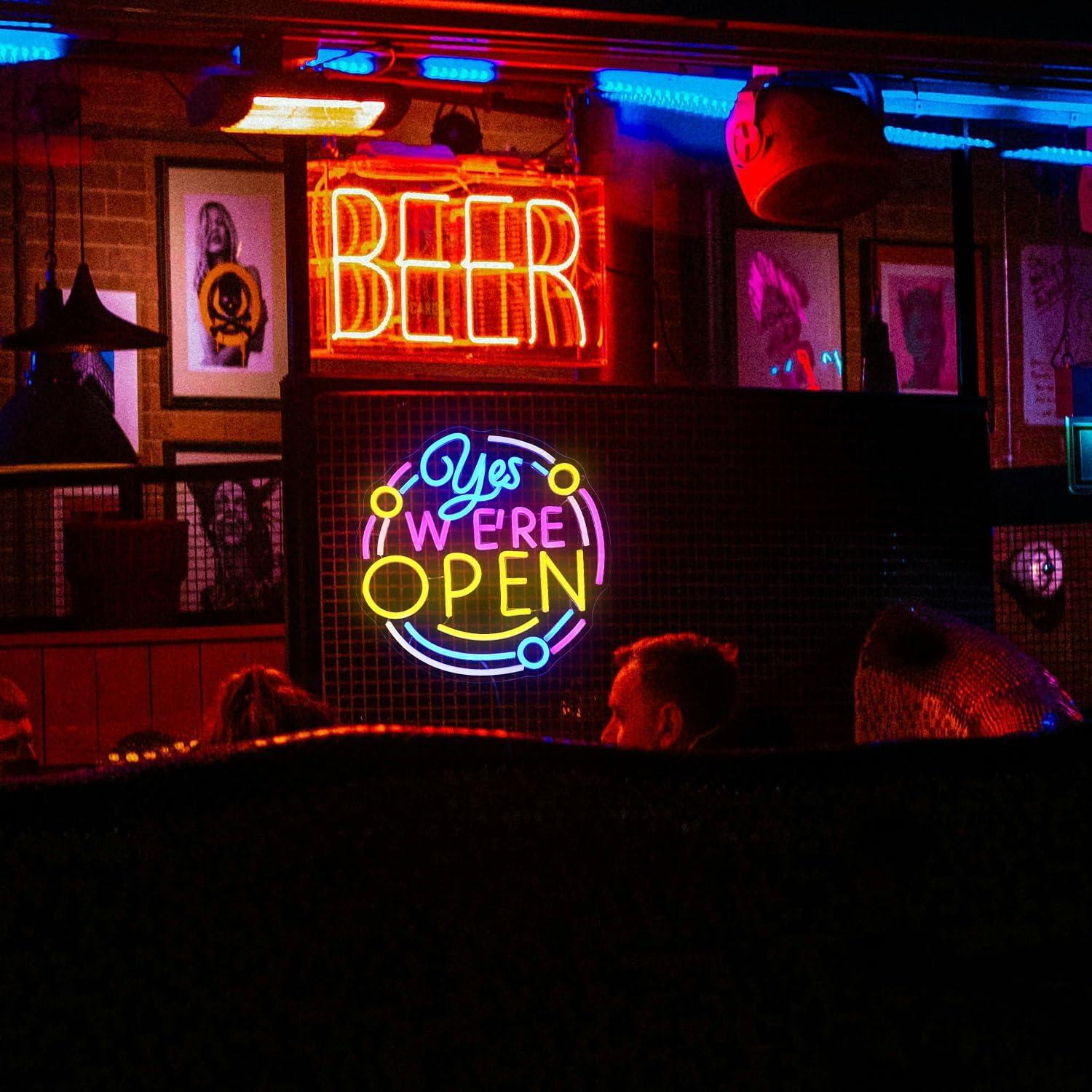 Cartel de Neón LED Dimmable GNVETZLL 32.5x32.5 cm Abierto