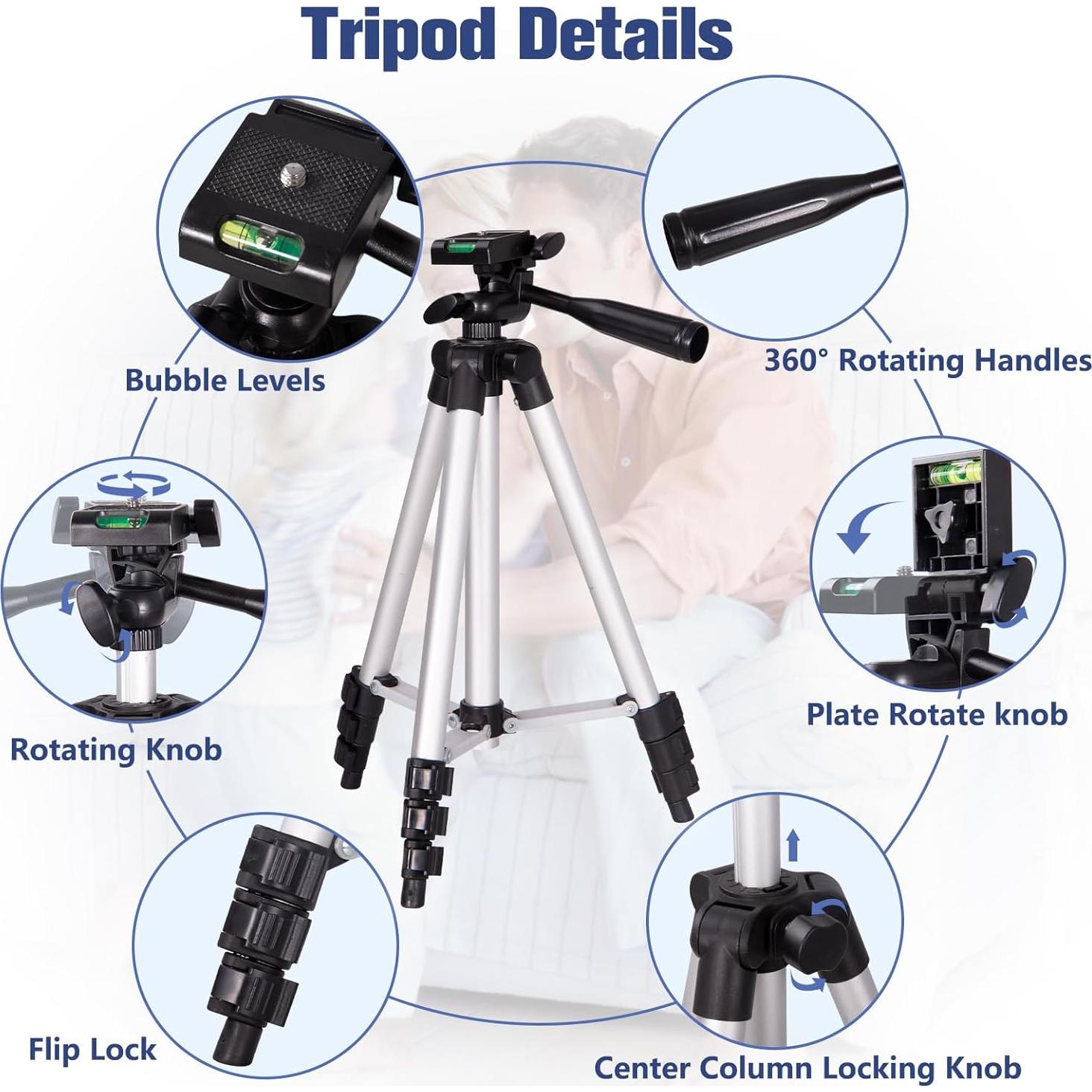 Trípode Ligero Lusweimi 111.76 cm con Control Remoto Inalámbrico