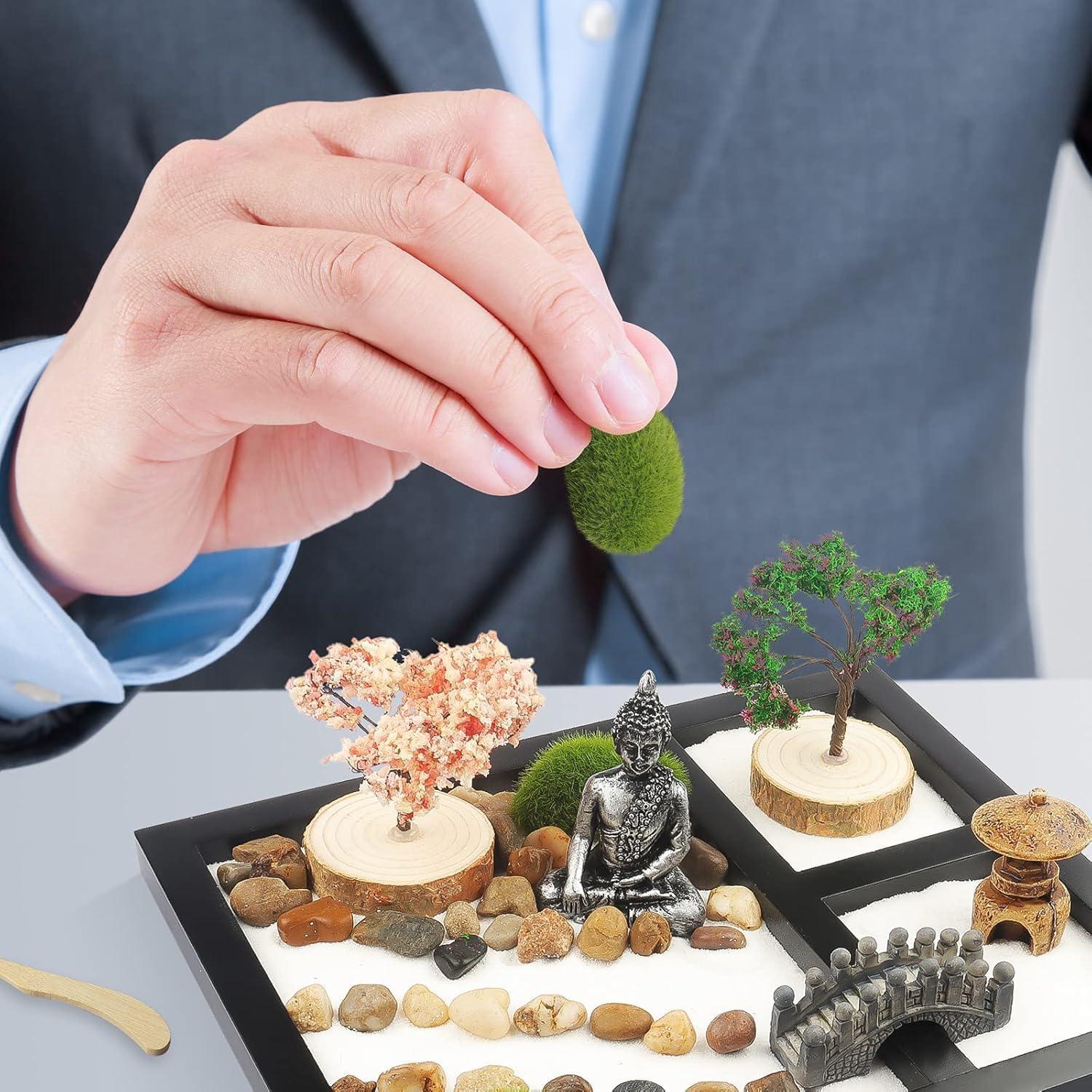 Jardín Zen Japonés de Escritorio Melonva - Sakura Buddha 22.86x17.78cm