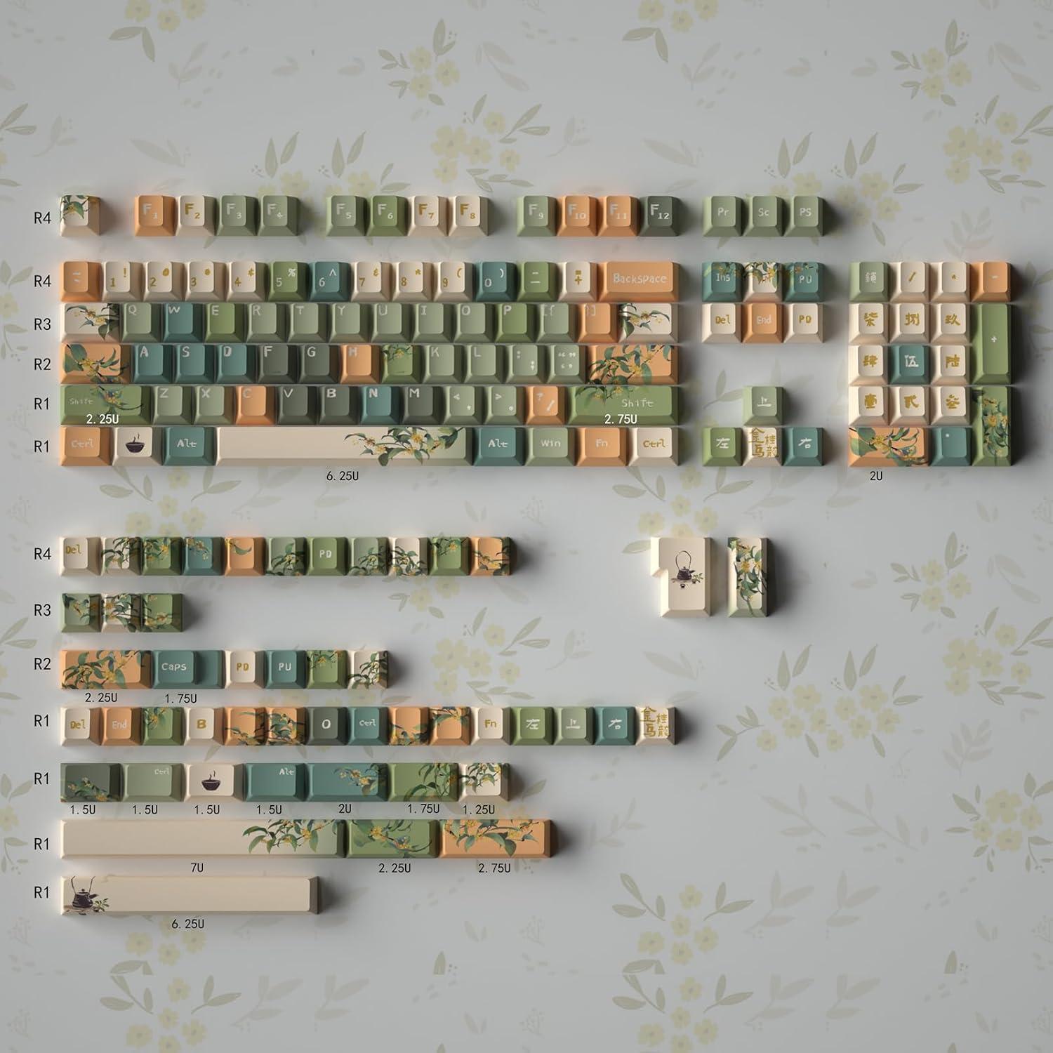 Conjunto de Teclas PBT 152 Teclas Sumgsn Osmanthus Otoño