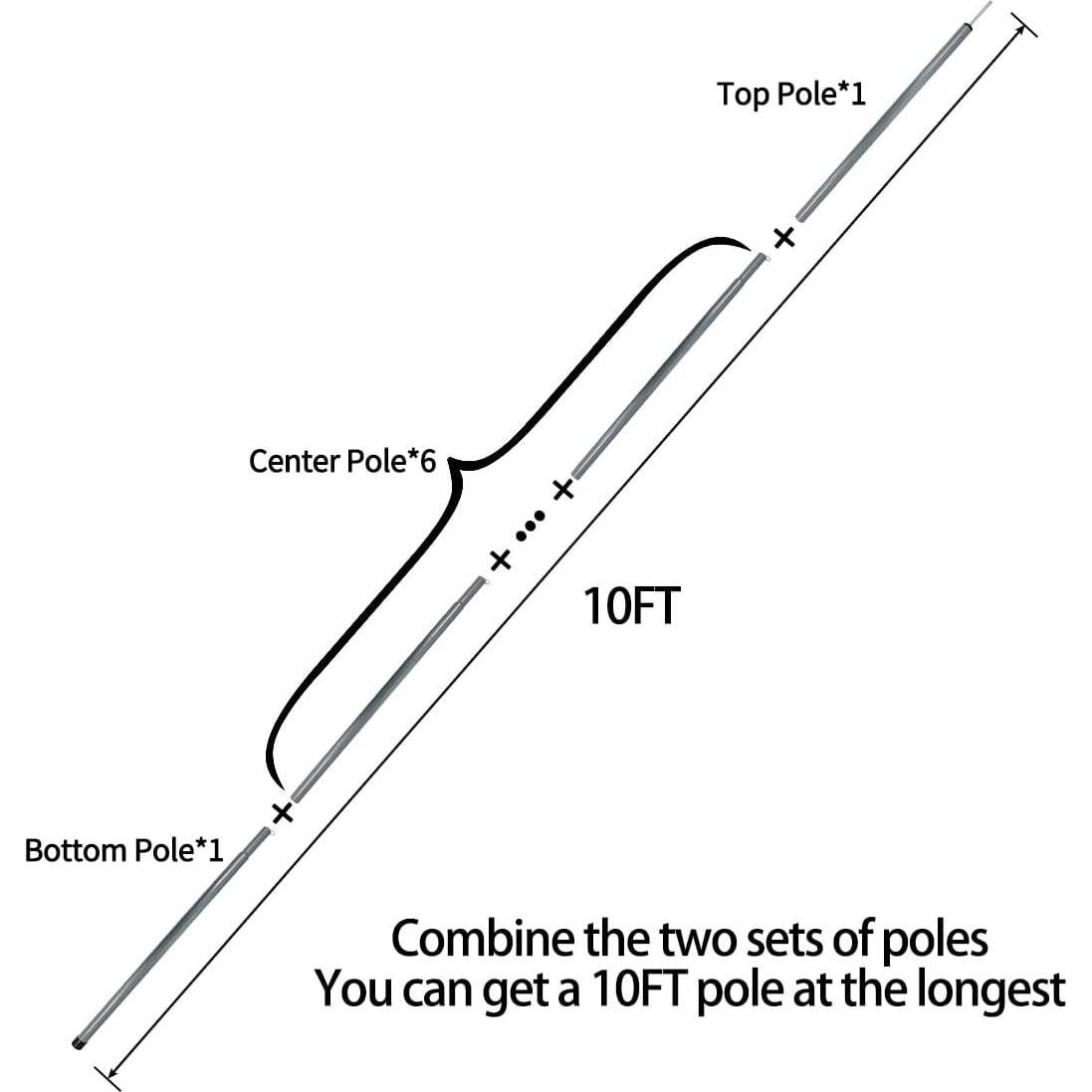 Poste de Carpa Ajustable Sutekus 2pc 190.5 cm Acero