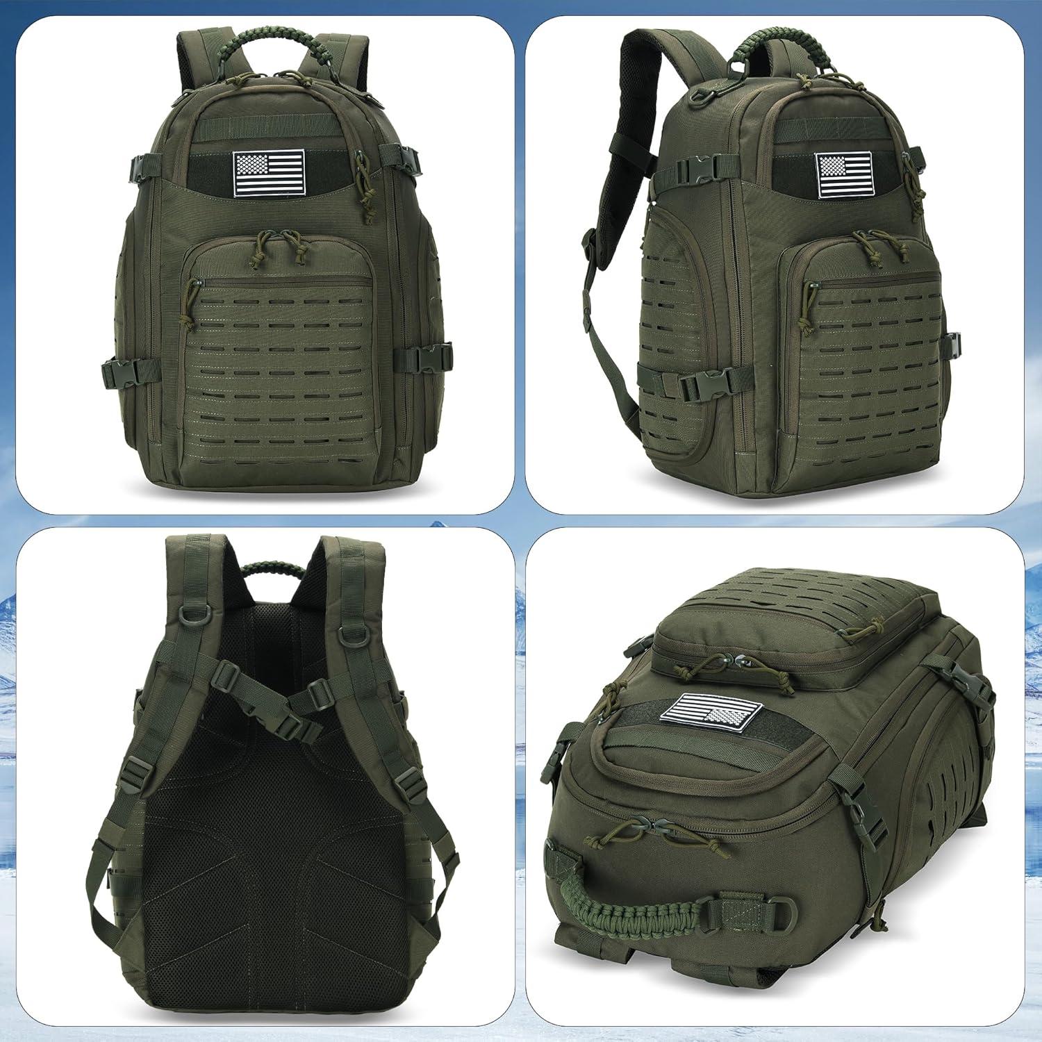 Mochila de Senderismo 30L Oxford Ripstop Verde Ejército