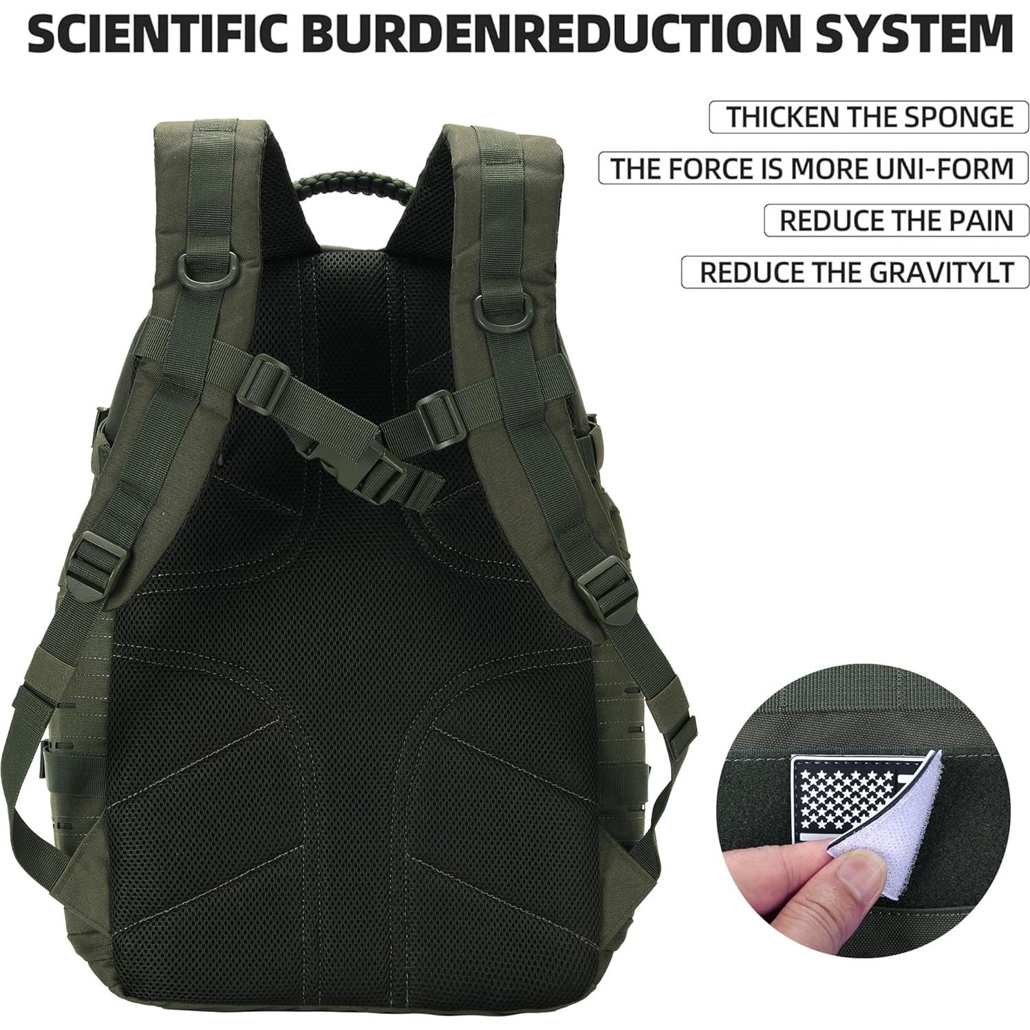 Mochila de Senderismo 30L Oxford Ripstop Verde Ejército