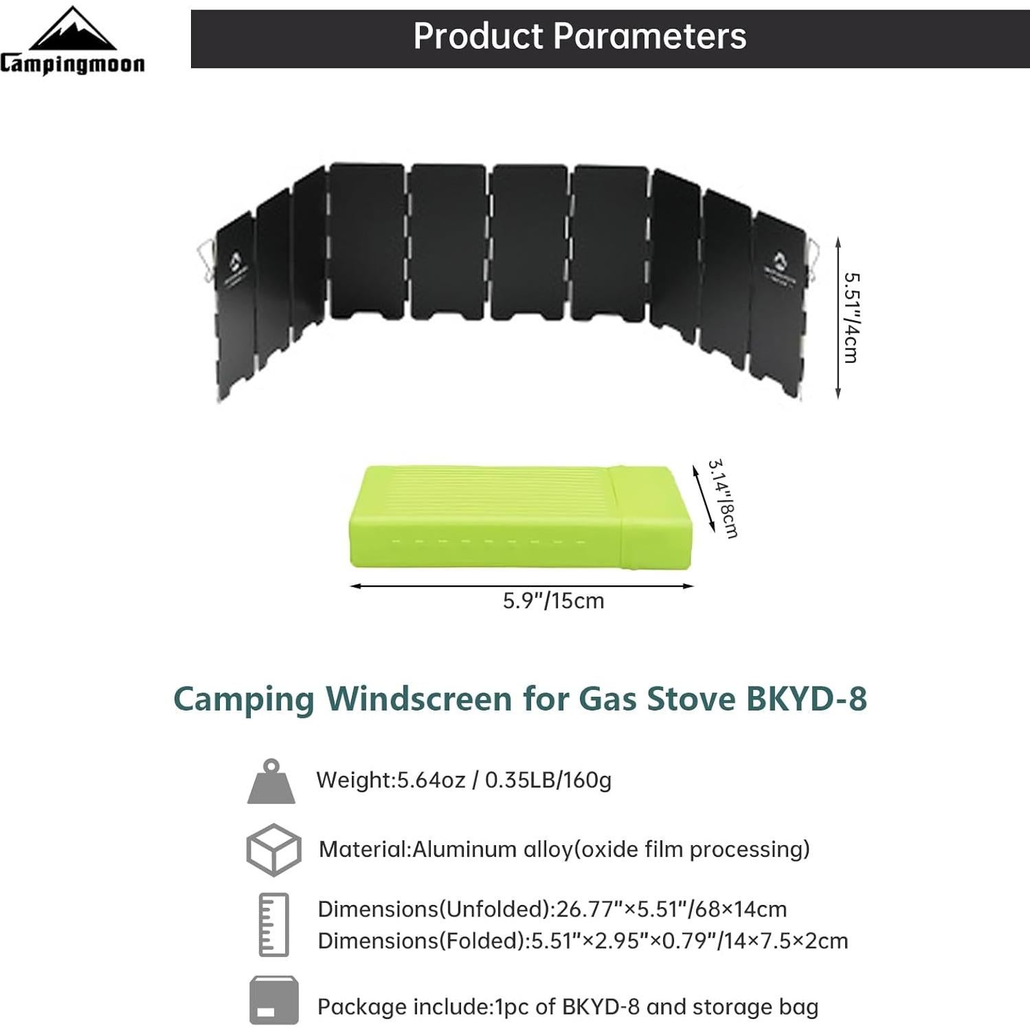 Paraviento Plegable Campingmoon BKYD-8 Aluminio 10 Placas