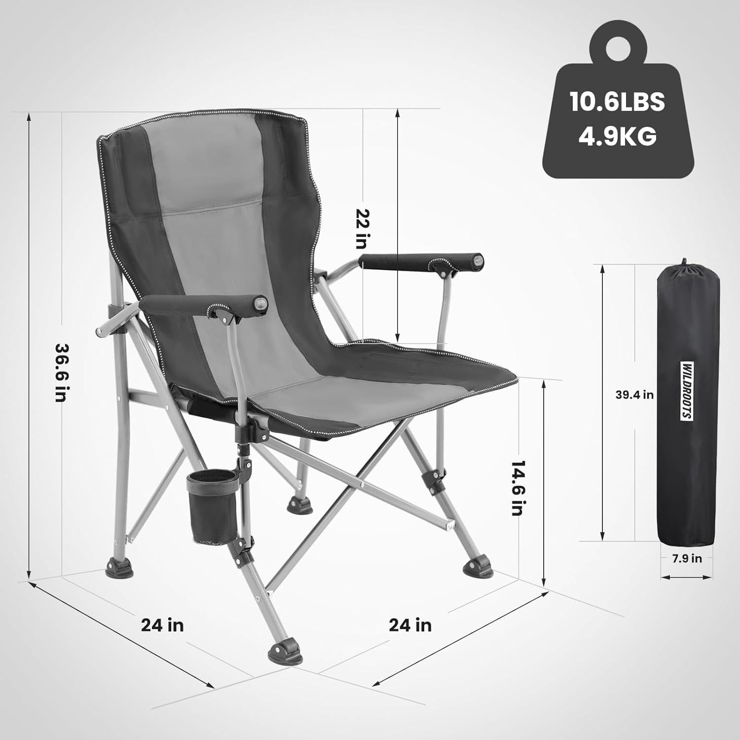 Silla de Camping Plegable WildRoots AMZ-CH-XCA002BK 227 kg