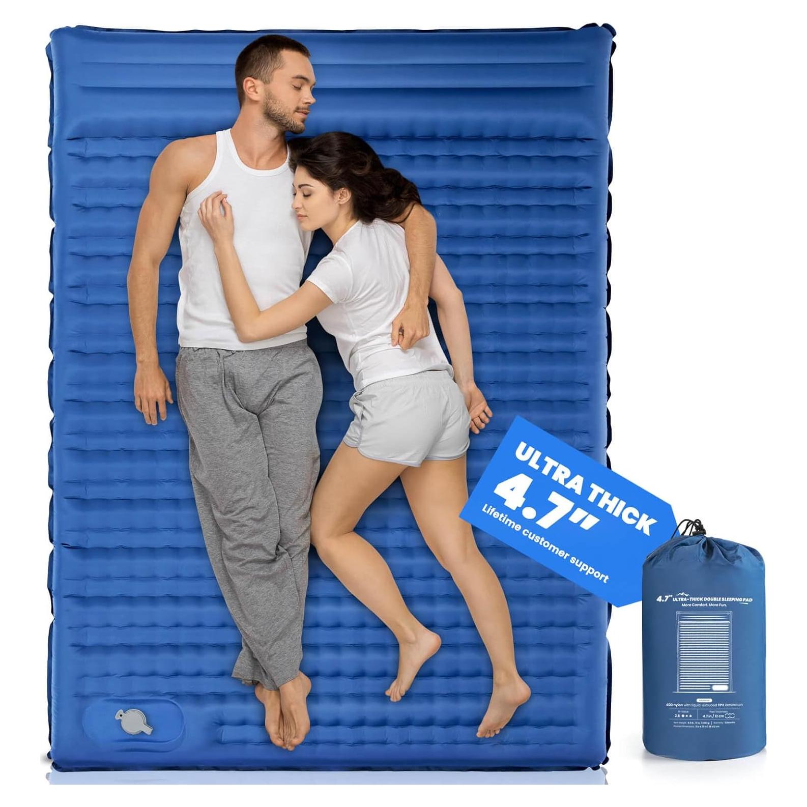 Colchón Doble Inflable Pallfi 11.89 cm para Camping Azul