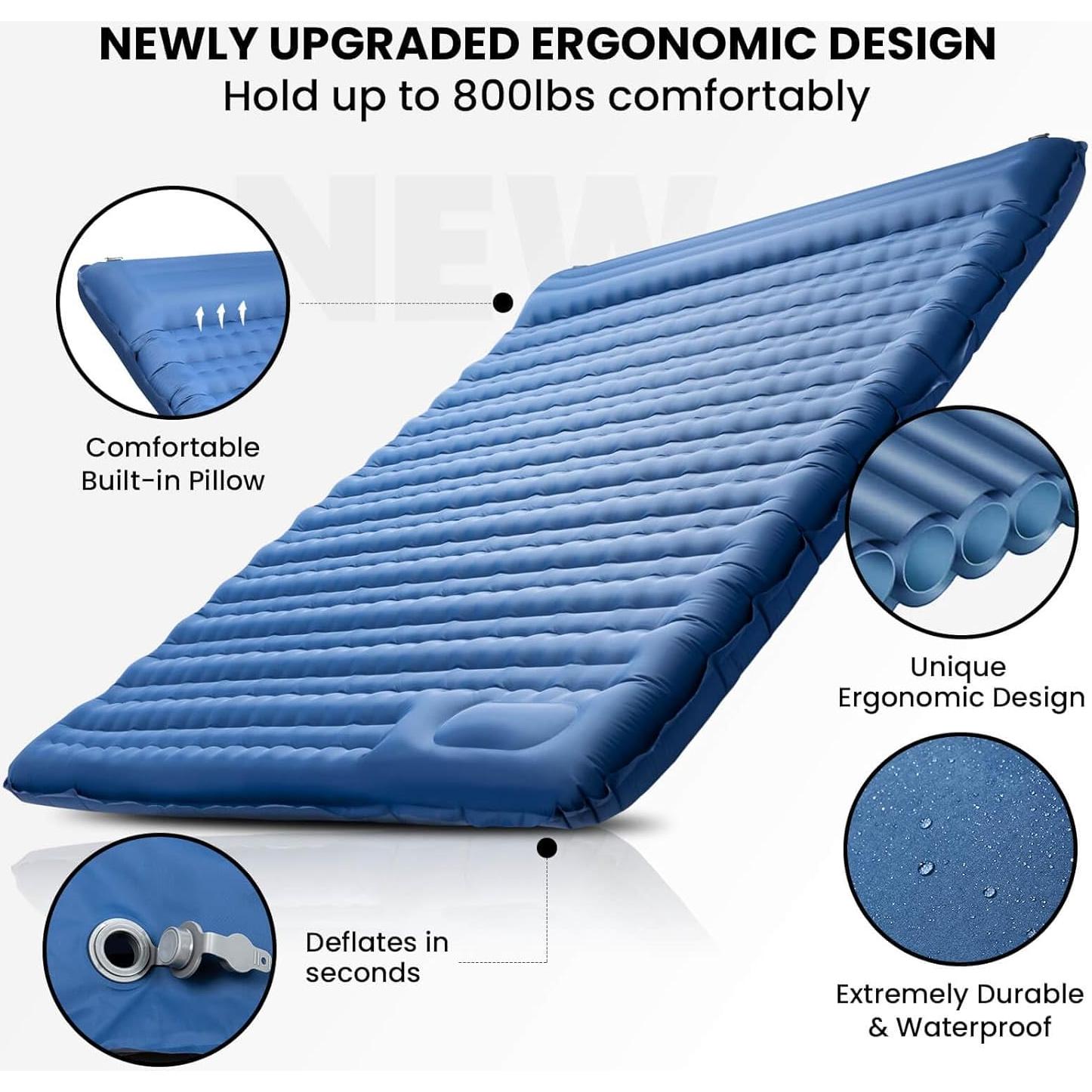 Colchón Doble Inflable Pallfi 11.89 cm para Camping Azul