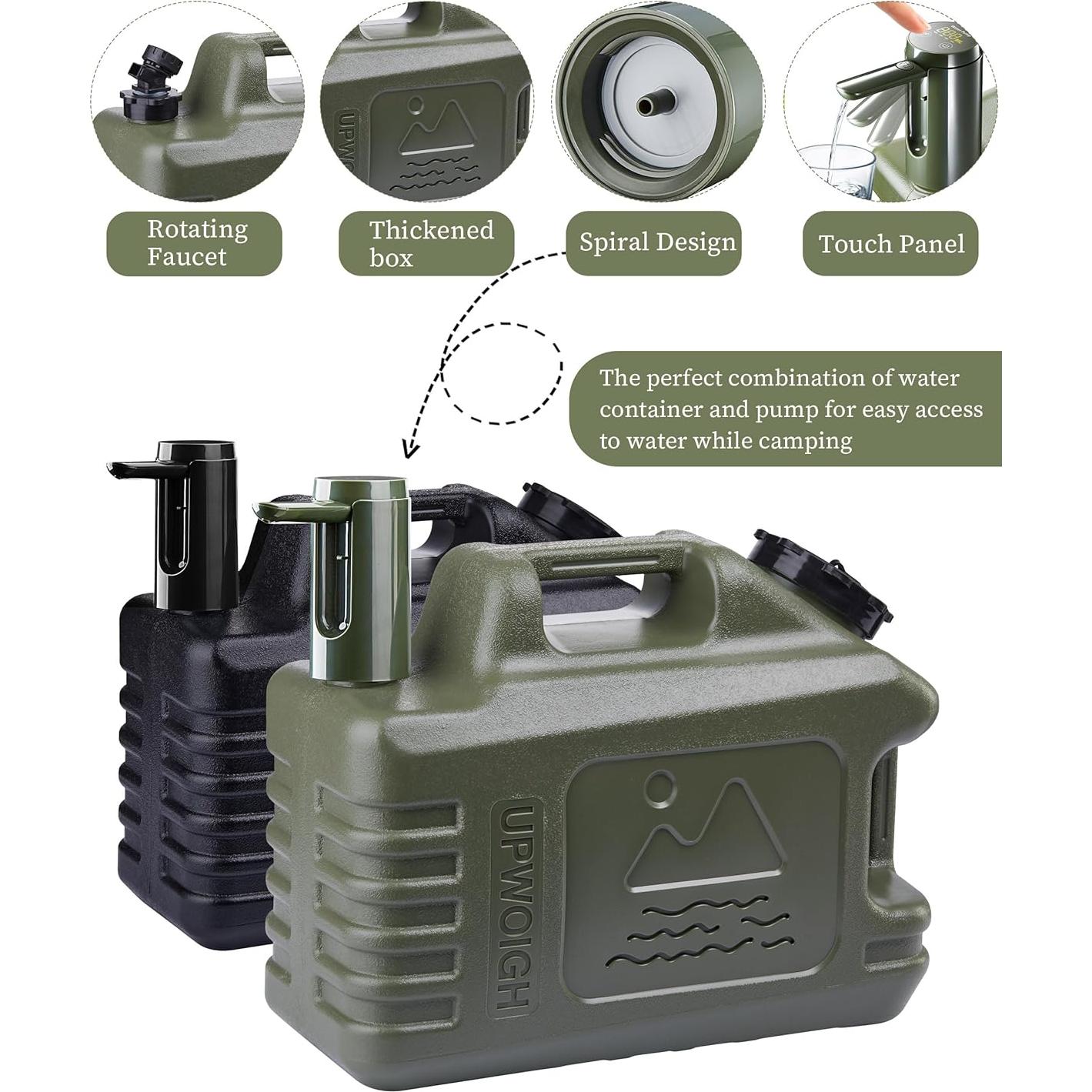 Jarra de Agua Portátil UPWOIGH 19L con Bomba Táctil Verde Militar