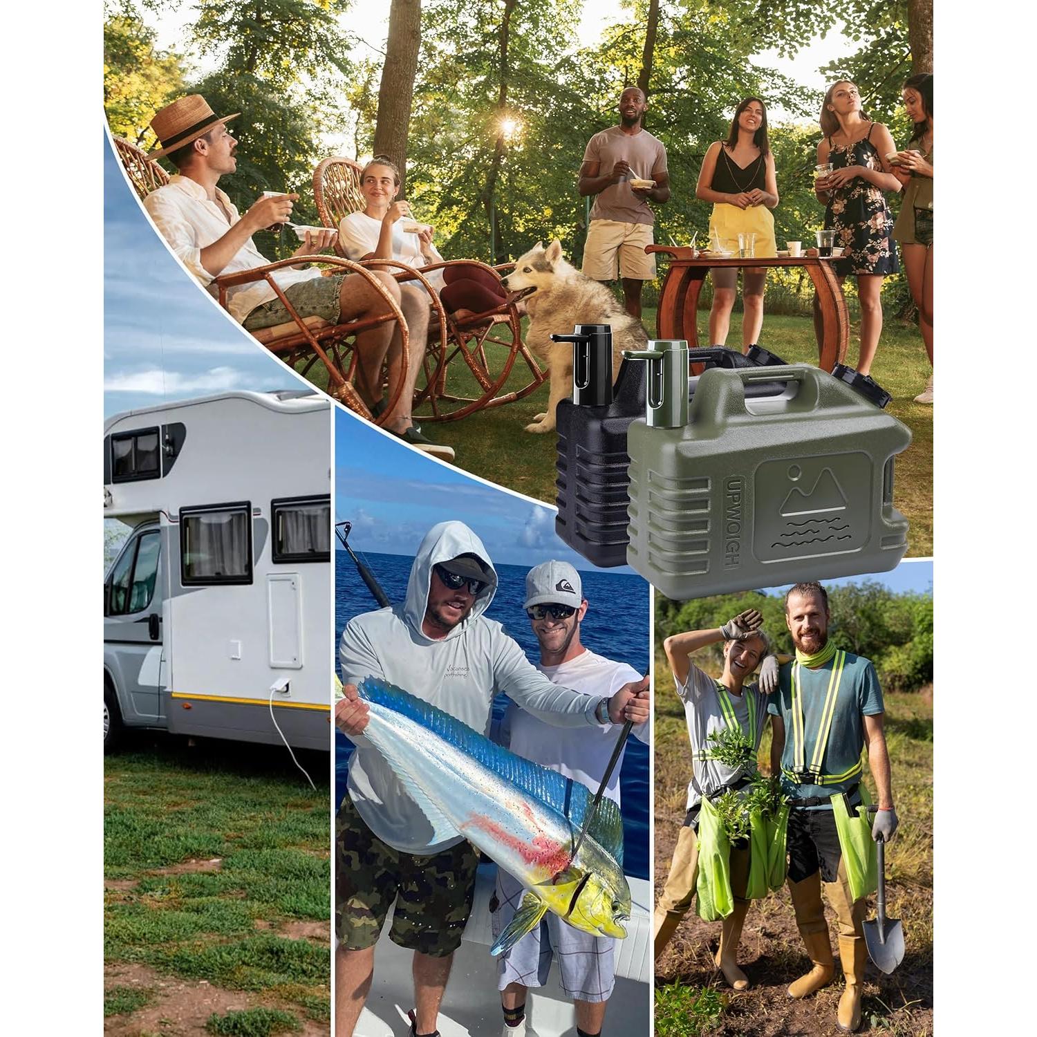 Jarra de Agua Portátil UPWOIGH 19L con Bomba Táctil Verde Militar