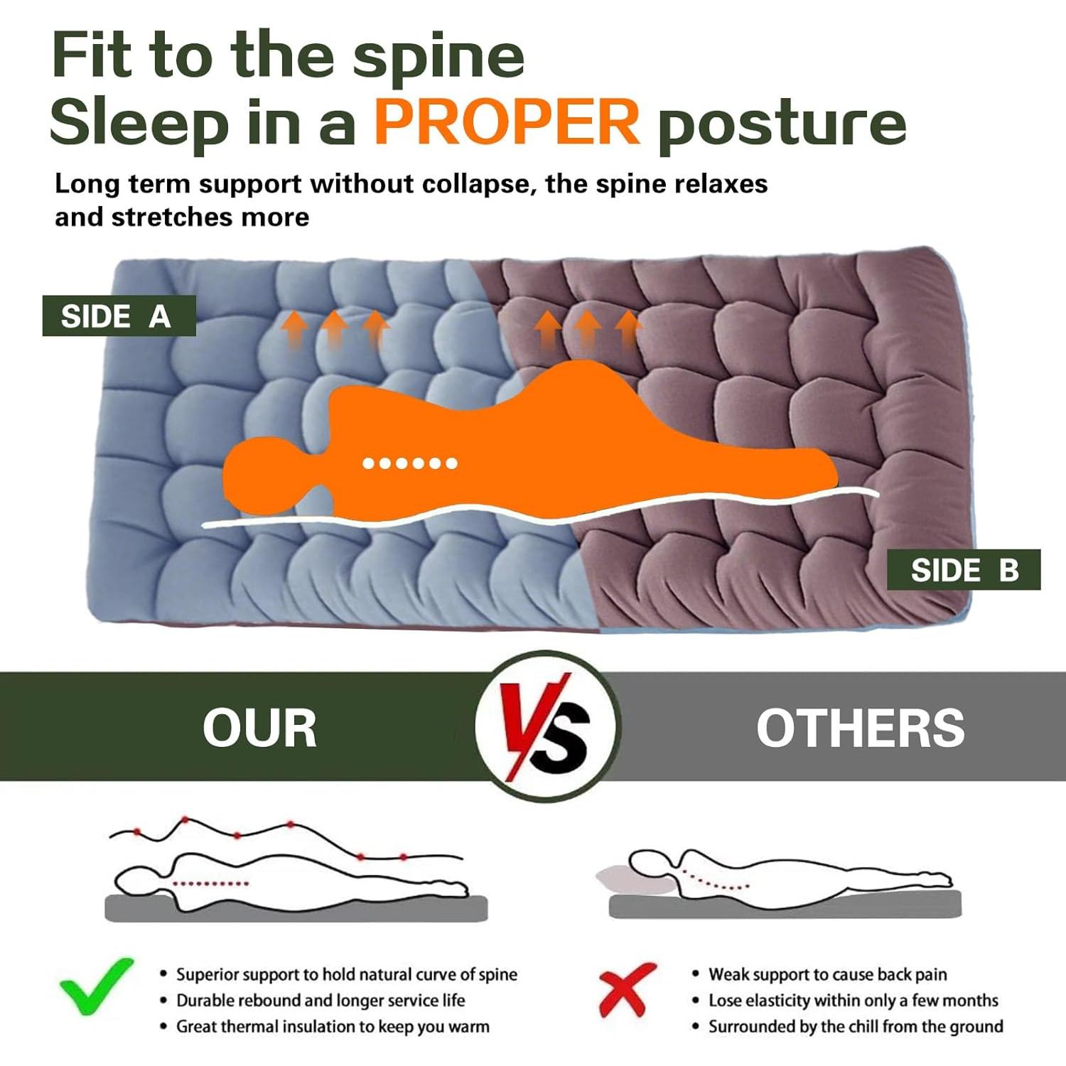 Cama de Camping XXL Plegable con Colchón Grueso y Bolsa Gris