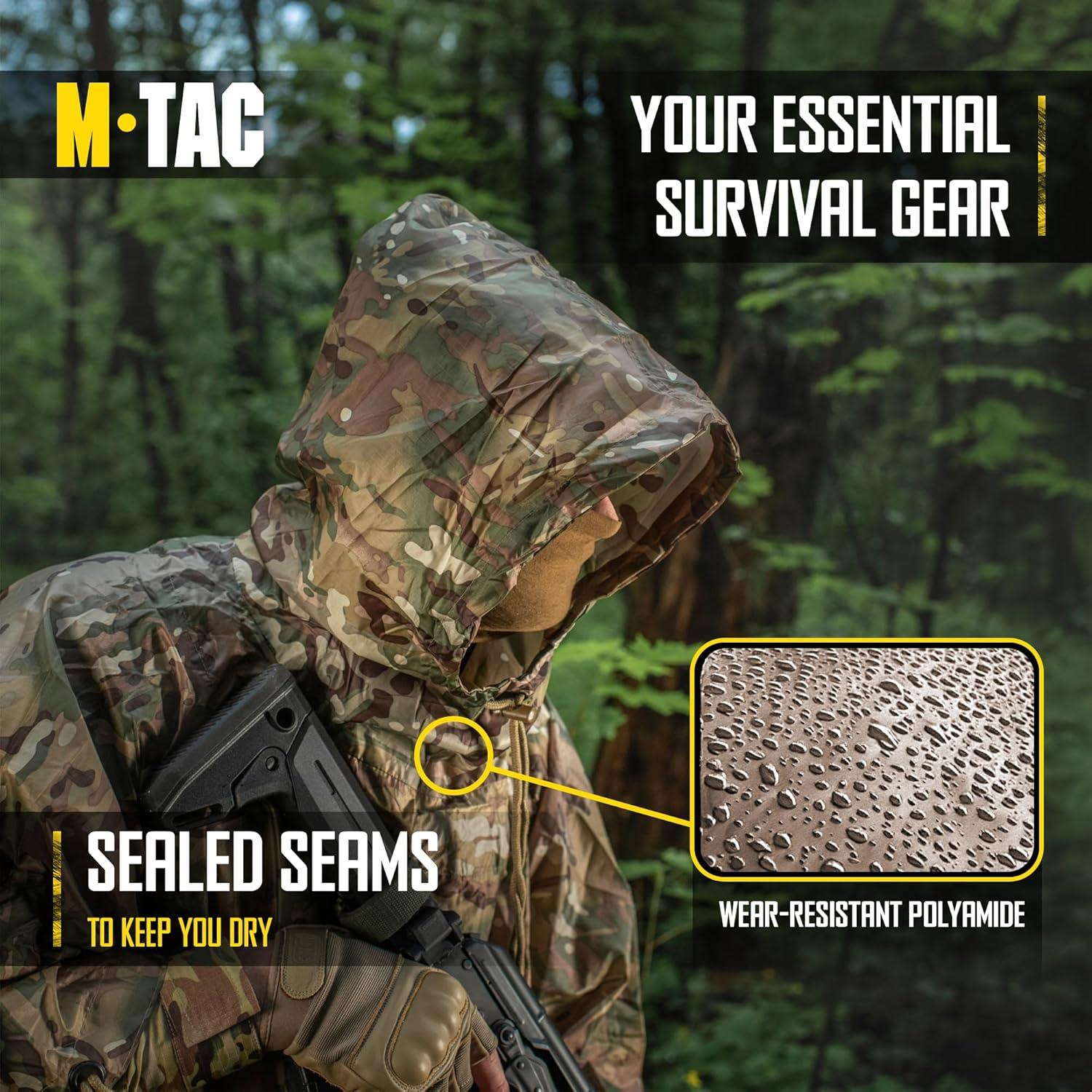 Poncho Táctico Impermeable M-Tac Unisex Camo para Senderismo