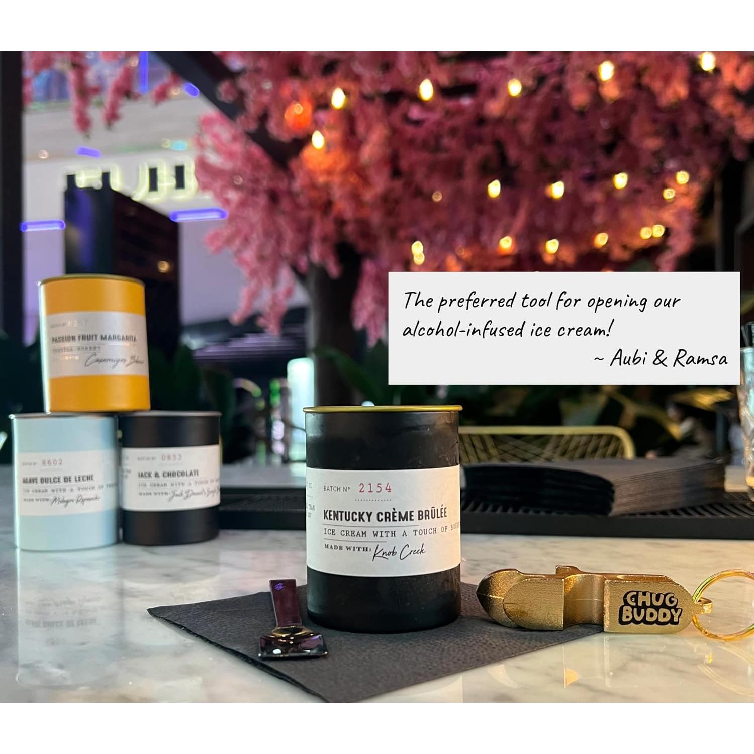 Abridor de Latas 4 en 1 Chug Buddy Dorado - Herramienta Multiuso