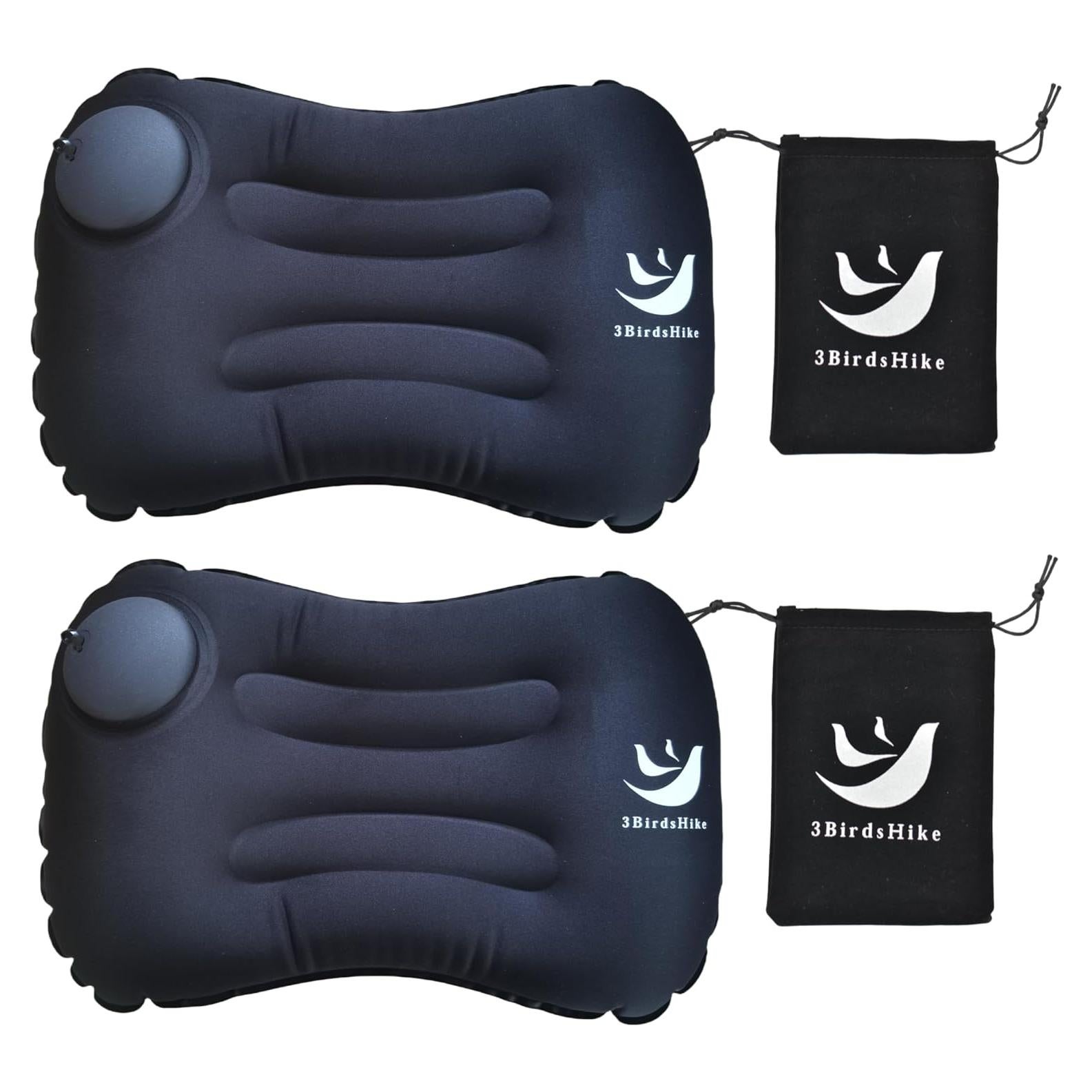 Set de 2 Almohadas Inflables 3BirdsHike para Camping - Negro