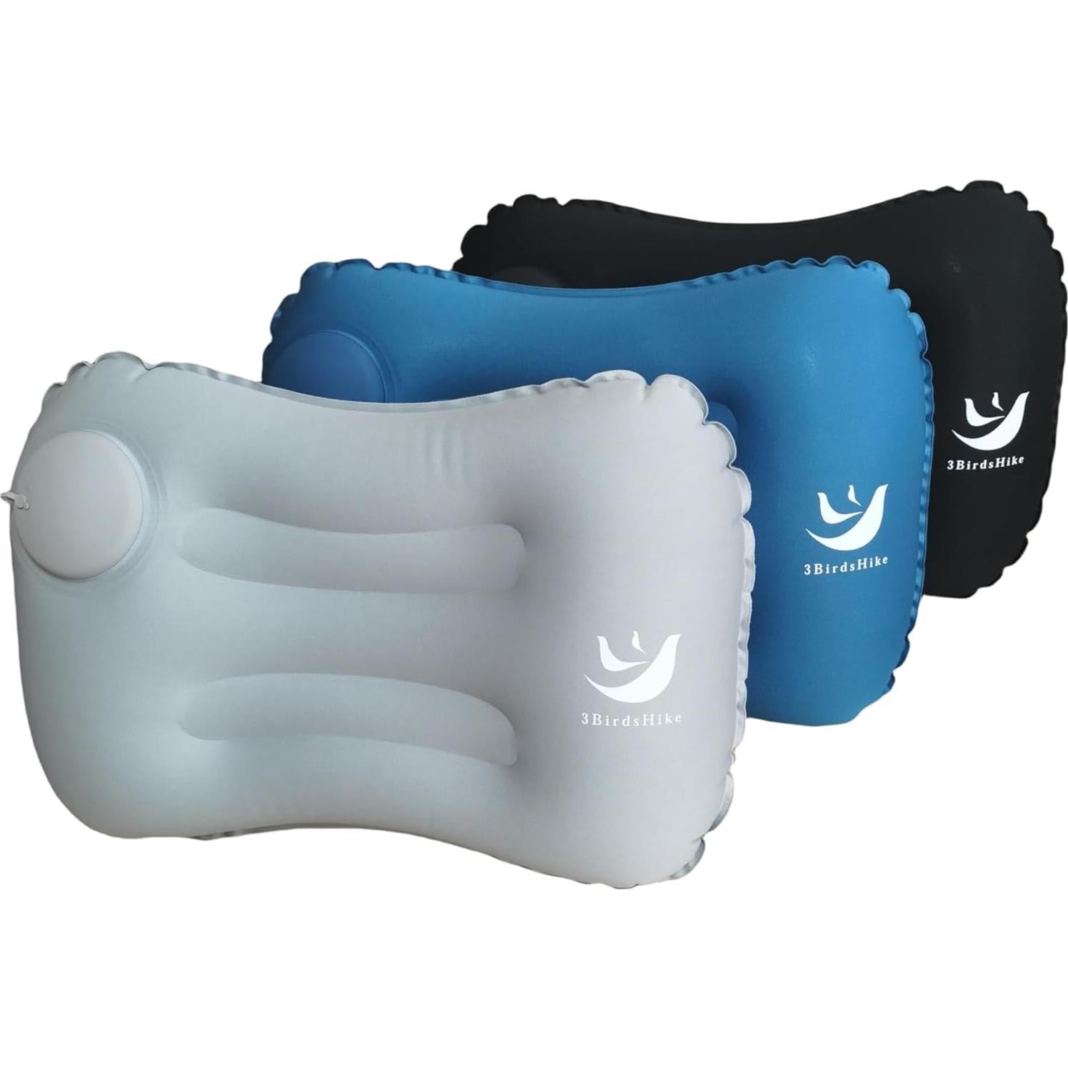 Set de 2 Almohadas Inflables 3BirdsHike para Camping - Negro