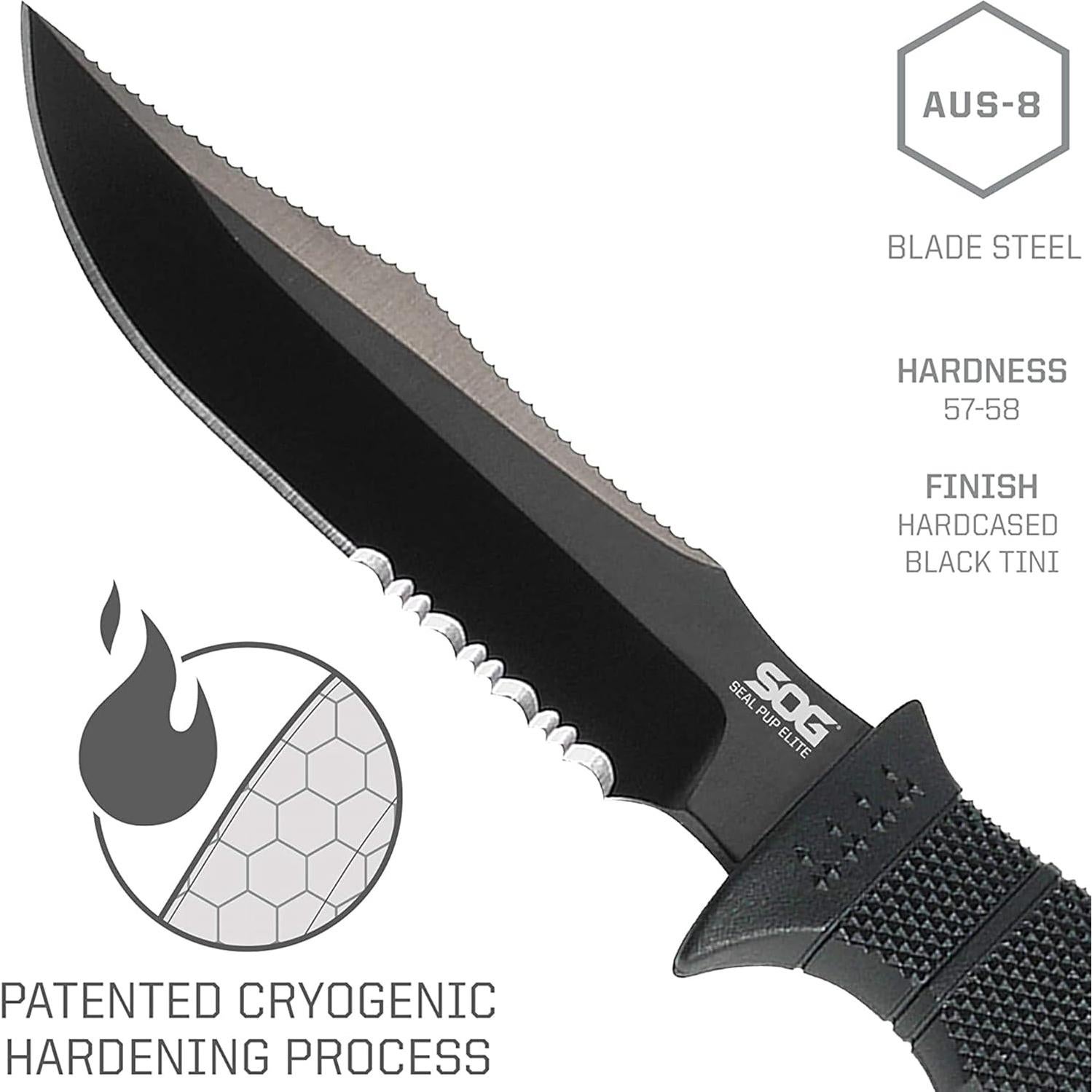 Cuchillo Táctico SOG Seal Pup Elite 12.06 cm con Funda