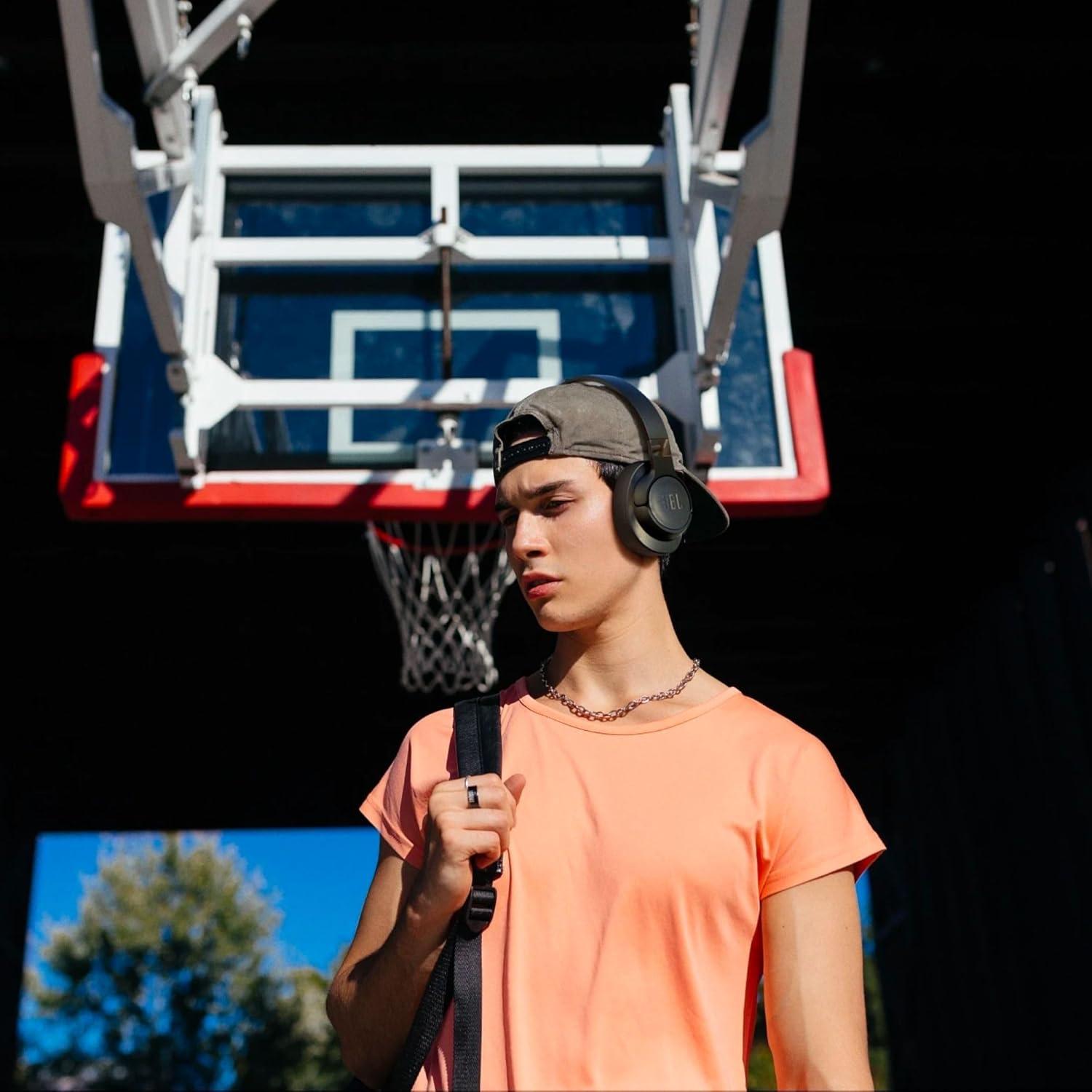 JBL Tune 720BT - Wireless Over-Ear Headphones with JBL Pure Bass Sound, Bluetooth 5.3, Up to 76H Battery Life and Speed Charge, Lightweight, Comfortable and Foldable Design (Black) (Renewed)