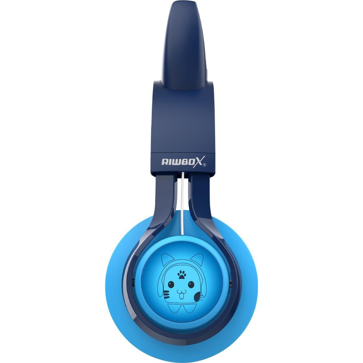 Riwbox CT-7 Cat Ear Bluetooth Headphones, LED Light Up Bluetooth Wireless Over Ear Headphones with Microphone and Volume Control for Travel/School/Smartphones/Laptop/PC/TV (Blue)