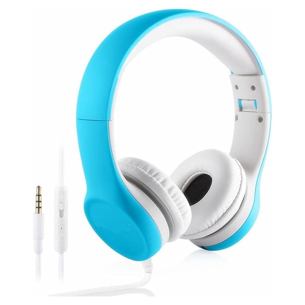 Kids Headphones with Cord, Toddler Headphones with Sharing Function, 85dB/93dB Safe Volume Limit, for Toddler Children Baby Boys Girls On-line Study, School, Travel use (Blue)