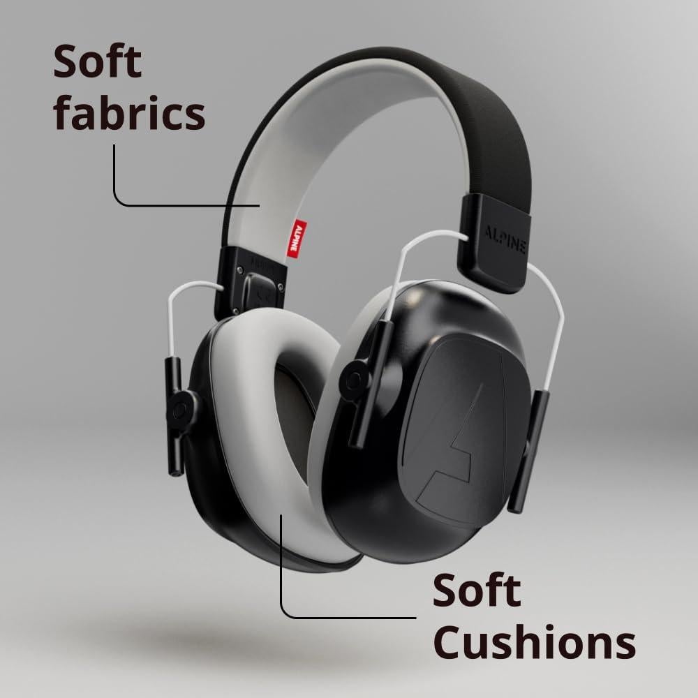 Alpine Muffy Kids - Hearing Protection - CE & ANSI Certified - Adjustable for Ages 3-16 years - Noise Cancelling Headphones - 25dB Sound Reduction Ideal for Protection and Concentration Aid – Black