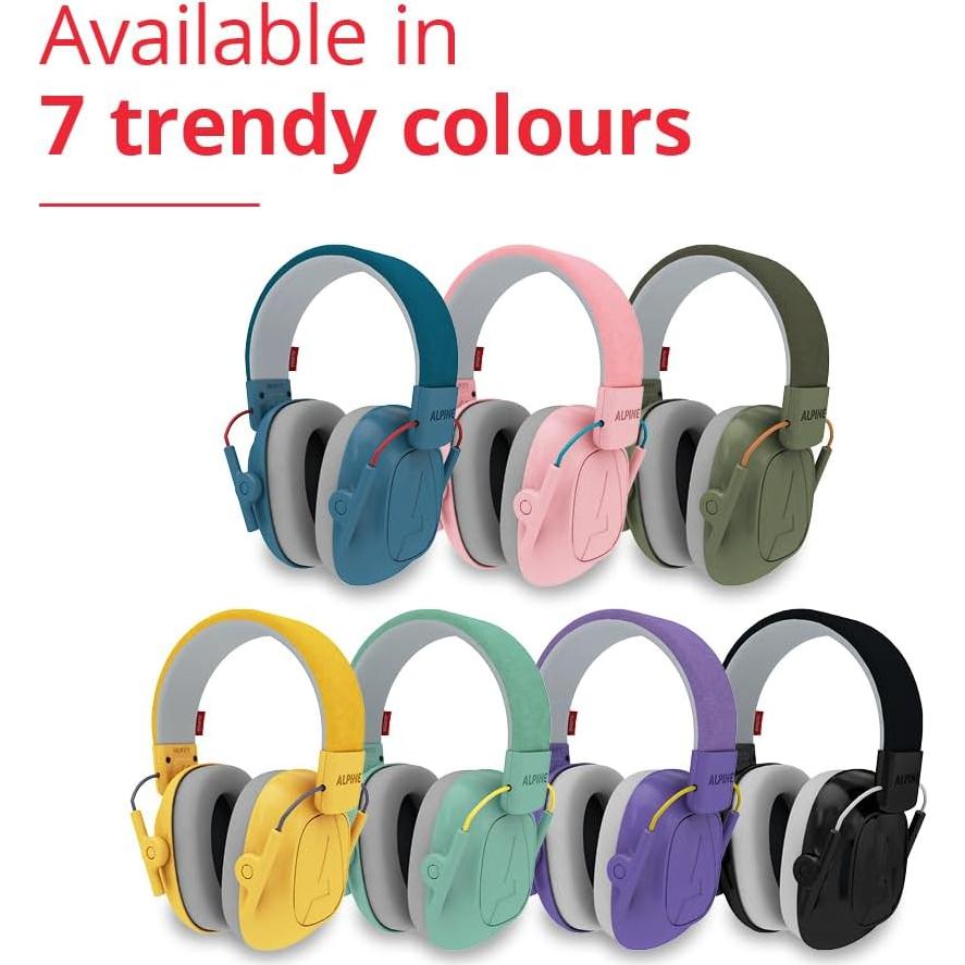Alpine Muffy Kids - Hearing Protection - CE & ANSI Certified - Adjustable for Ages 3-16 years - Noise Cancelling Headphones - 25dB Sound Reduction Ideal for Protection and Concentration Aid – Black